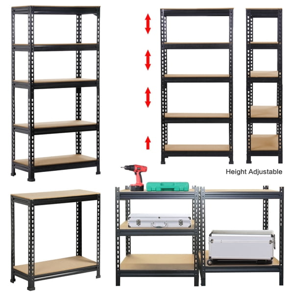 Alden Design 3 Pack 5 Tiers Metal Storage Shelf, Black - Image 5
