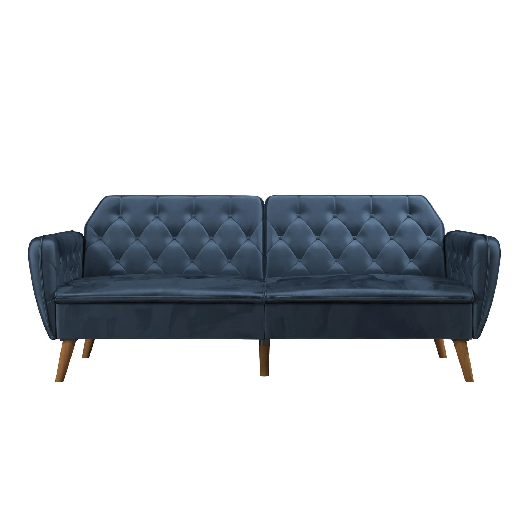 Novogratz Tallulah 83" Memory Foam Futon Sofa Bed, Blue Velvet - Image 17