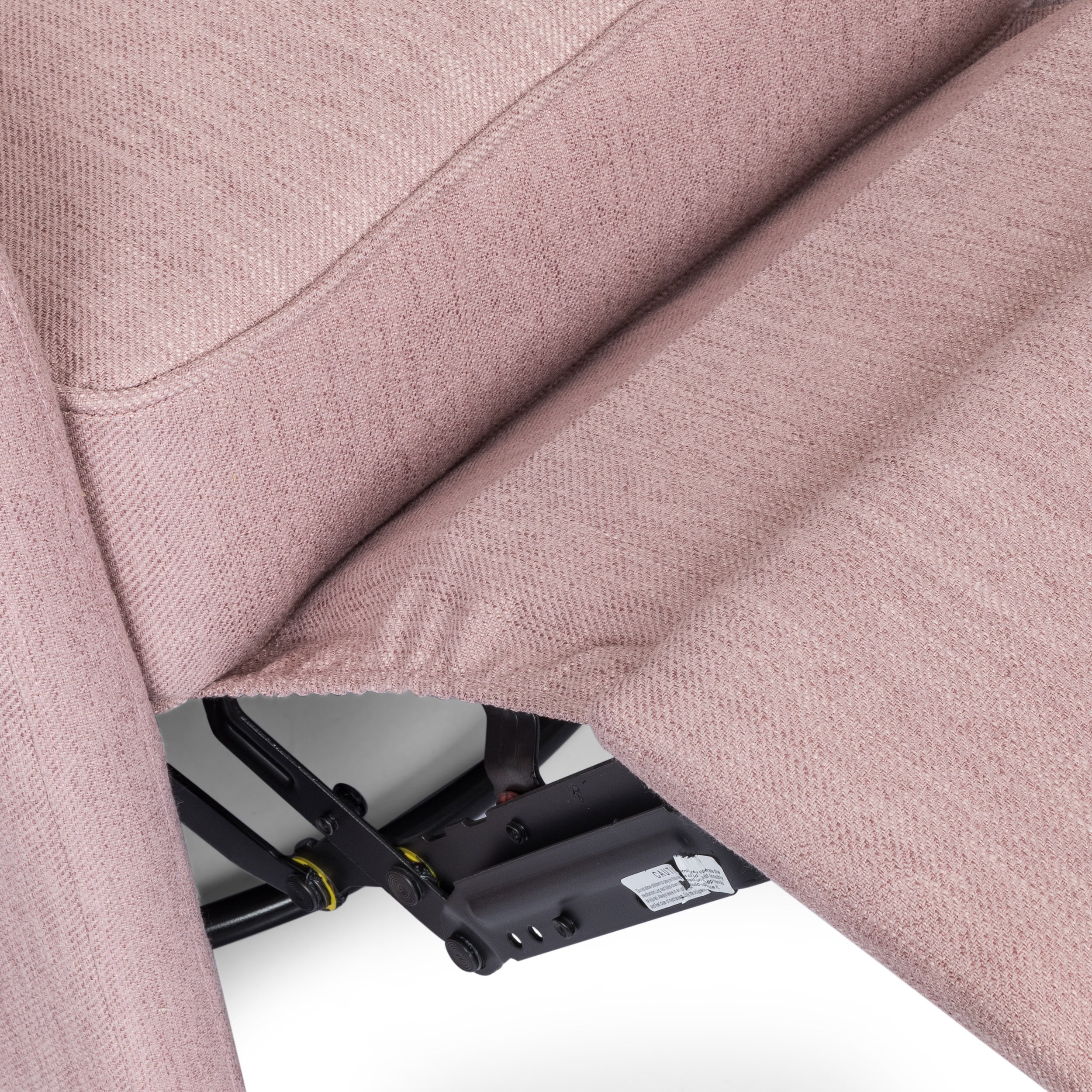 Noble House Sanborn Upholstered Tufted Wingback Swivel Recliner, Light Blush and Black - Image 4