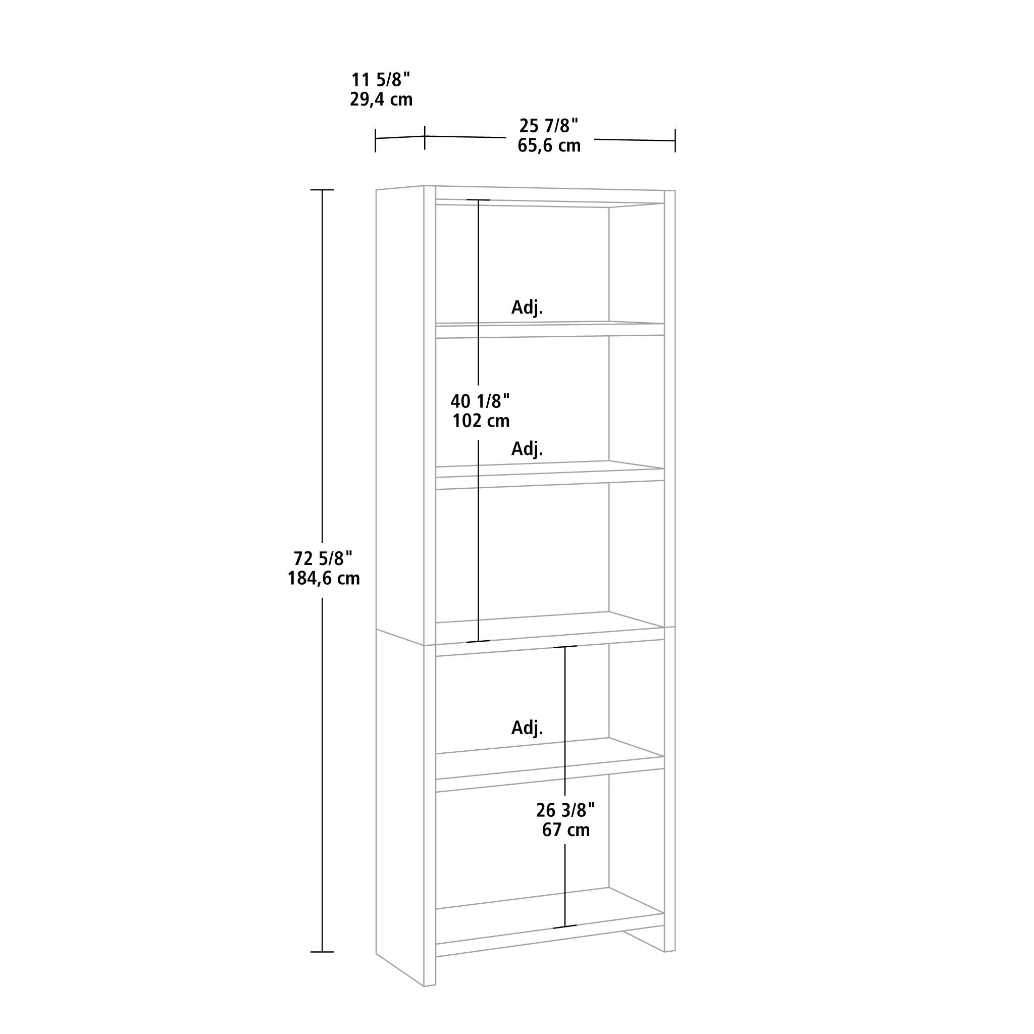 Mainstays Westley 5 Shelf Bookcase, Walnut Finish - Image 2