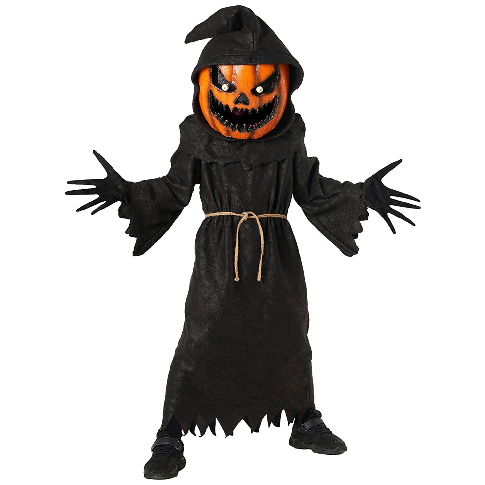 Morph Kids Evil Pumpkin Monster Costume Boy Girl Jack Lantern Halloween Fancy Dress Black/Orange L - Image 7