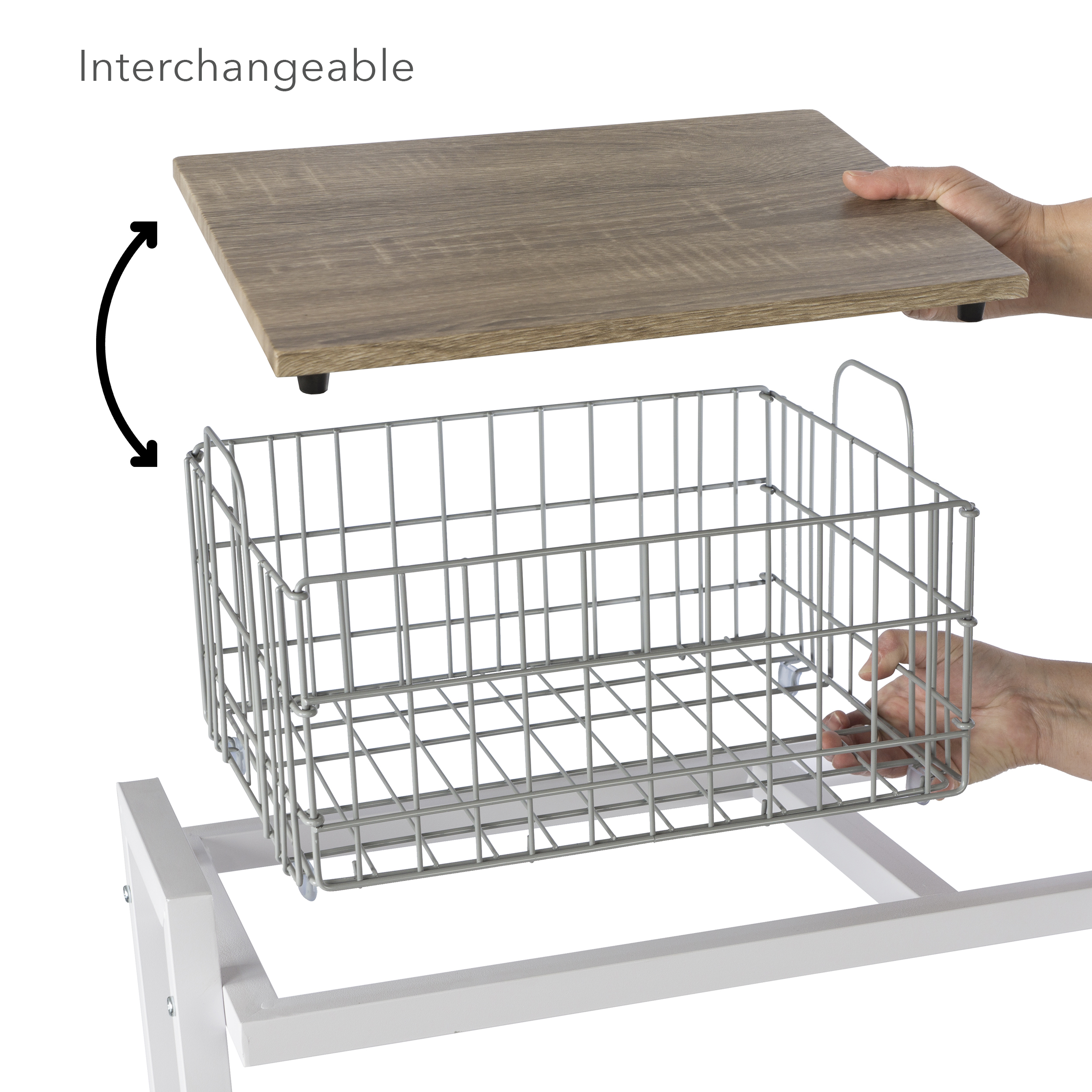 Atlantic Narrow Large Metal and Wire Cart System 3-Tier in White - Image 6