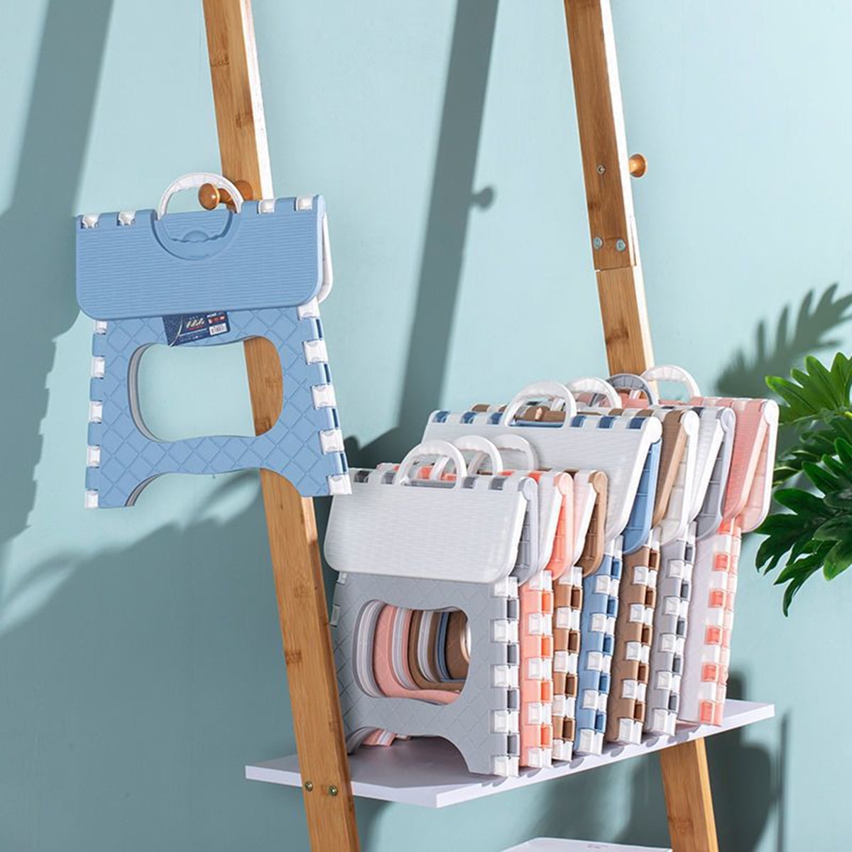 LIMICAR Folding Camping Stool, Portable Step Stool for Outdoor Fishing Hiking, Plastic Folding Stool for Kitchen Hold Up to 300 LB Small Chair (Blue) - Image 7