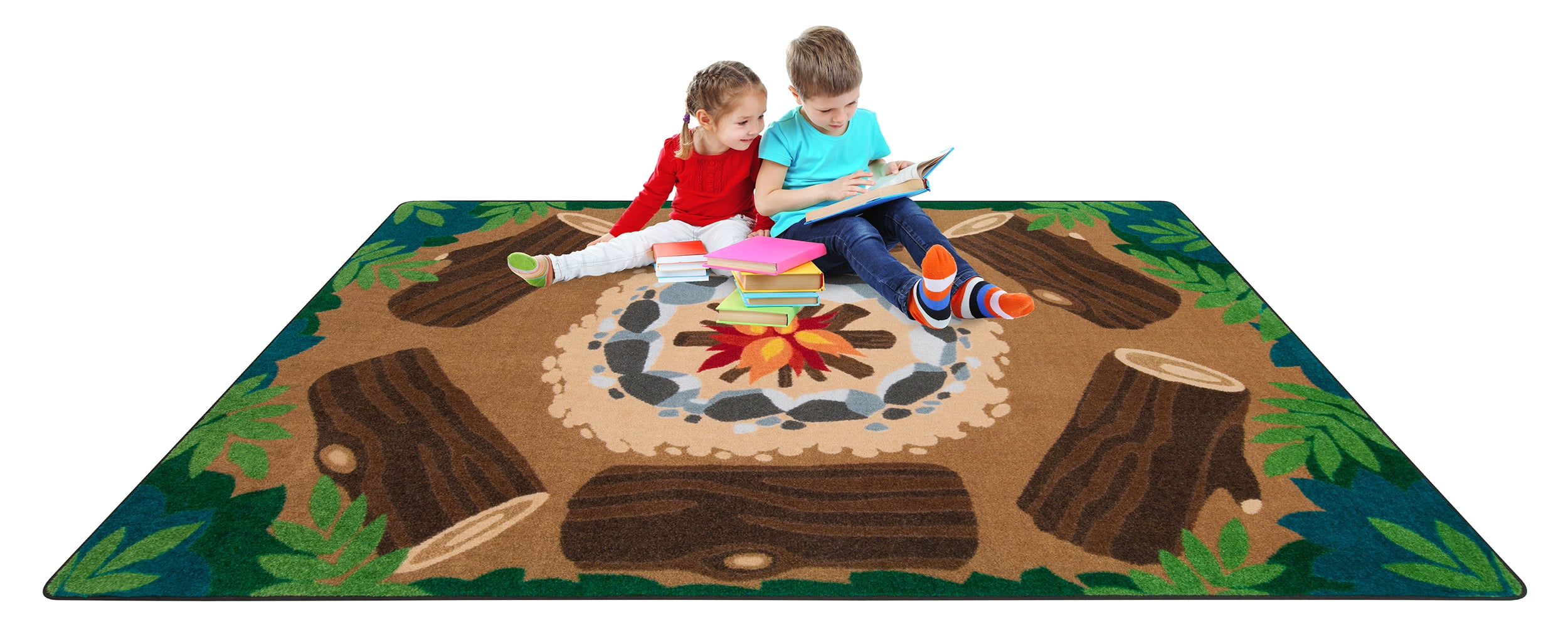 Joy Carpets Kid Essentials Campfire Fun 5'4" x 7'8" Indoor Area Rug in Color Multi - Image 7
