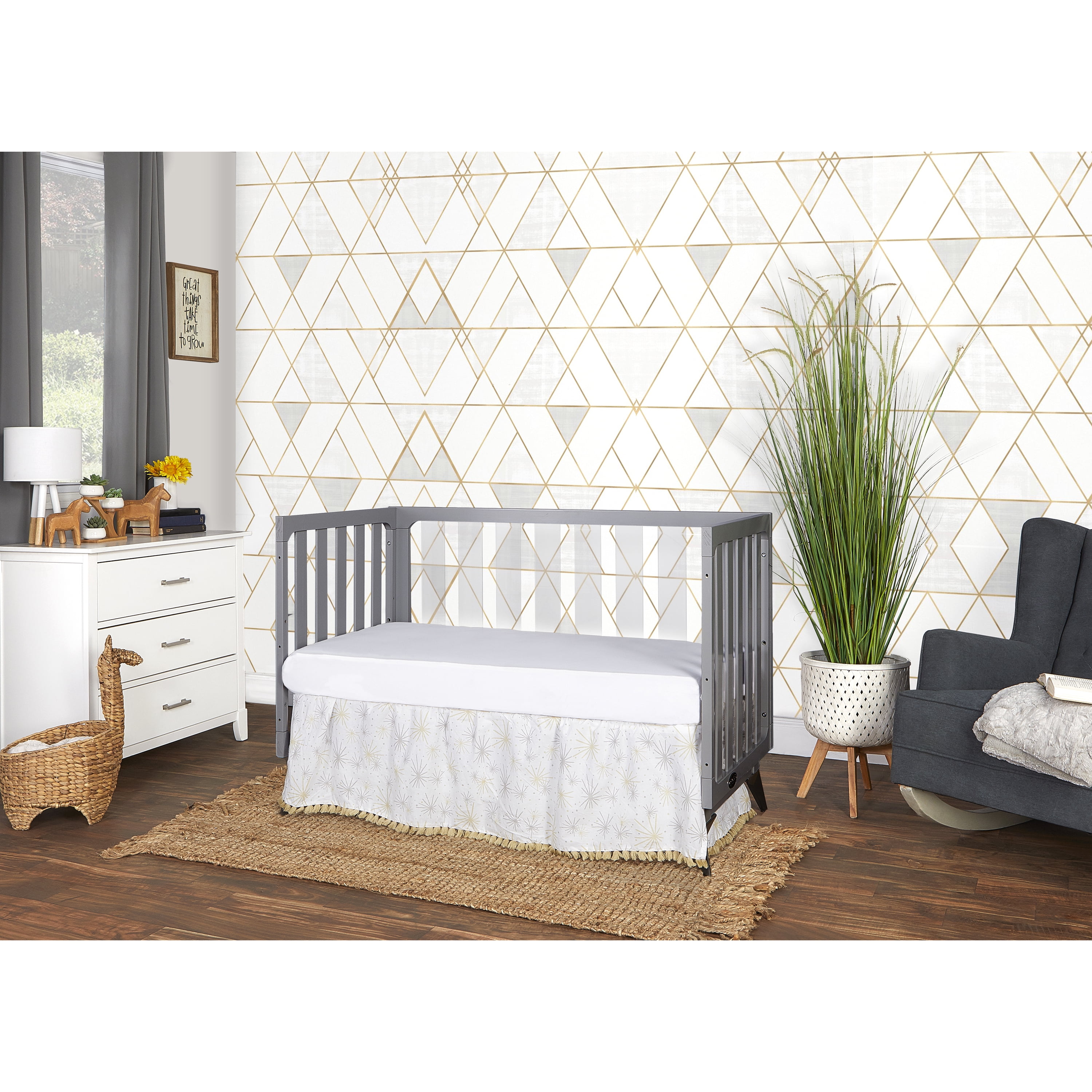 Evolur Acrylic Millennium 4-in-1 Convertible Crib in Pebble Grey - Image 2