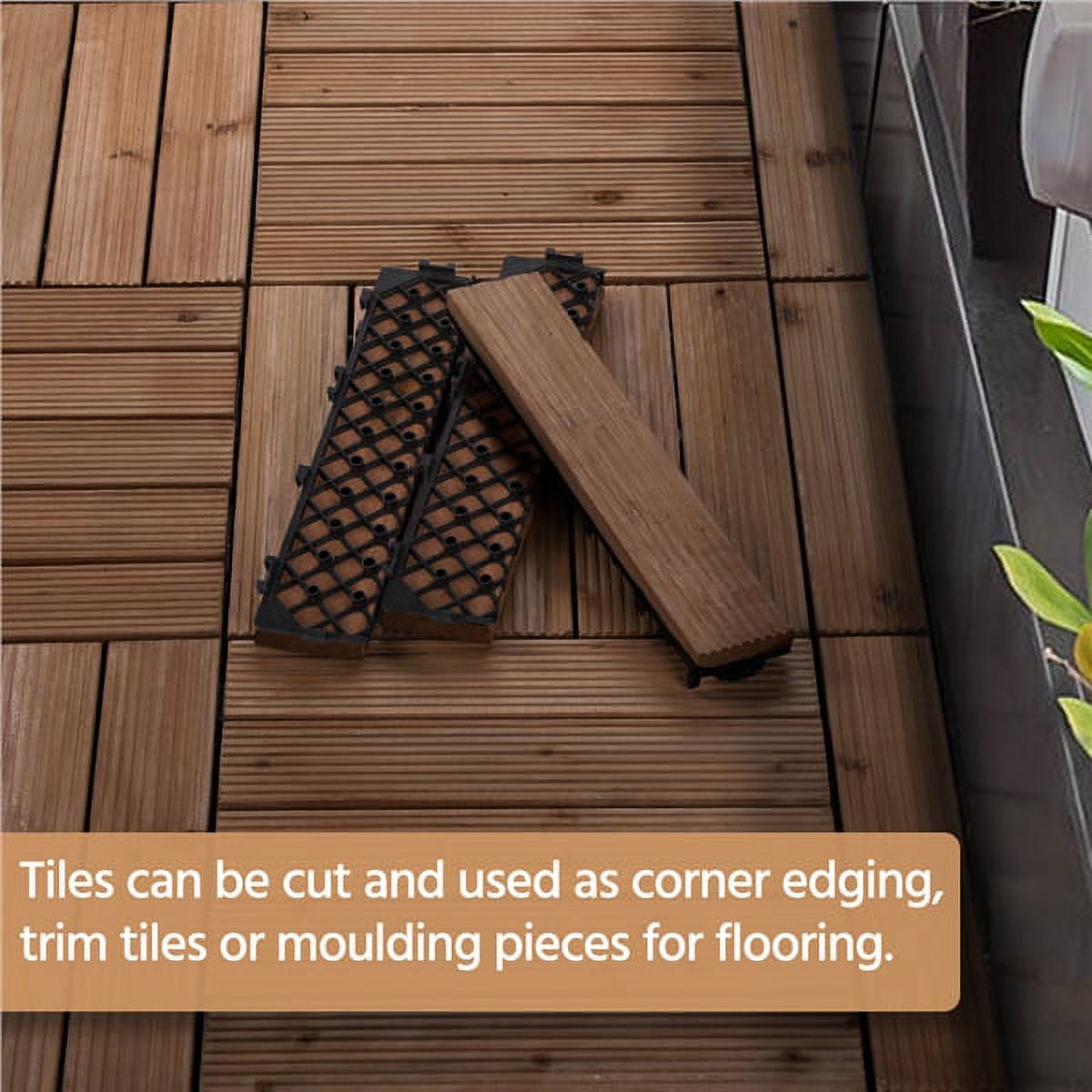 Renwick 12" x 12" Interlocking Wooden Floor Tiles, Outdoor and Indoor, 11 pieces, Brown Flooring Materials - Image 8