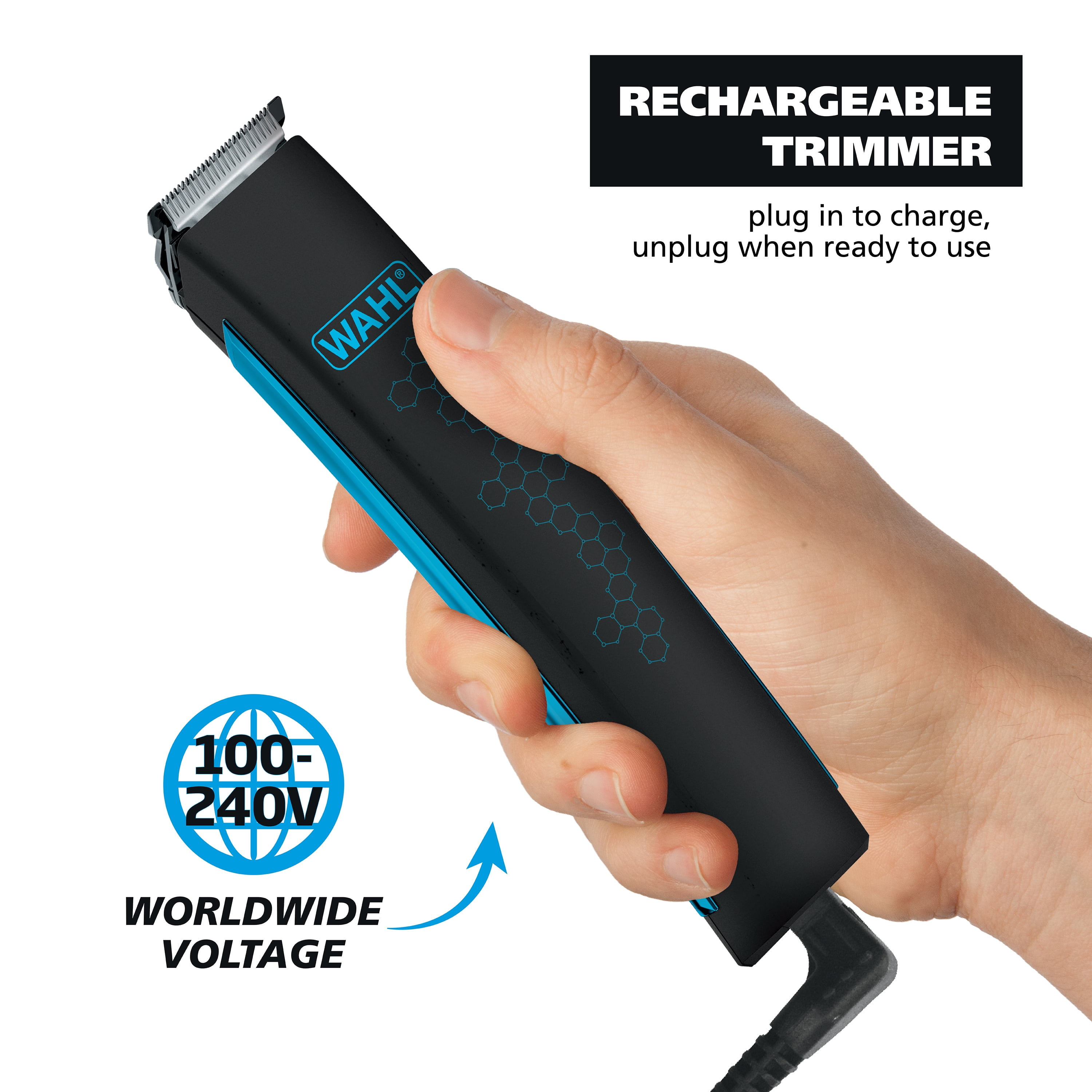 Wahl Diamond Edge Lithium-Ion Rechargeable, Men's Hair Trimmer , 9886-600 Black/Blue - Image 4
