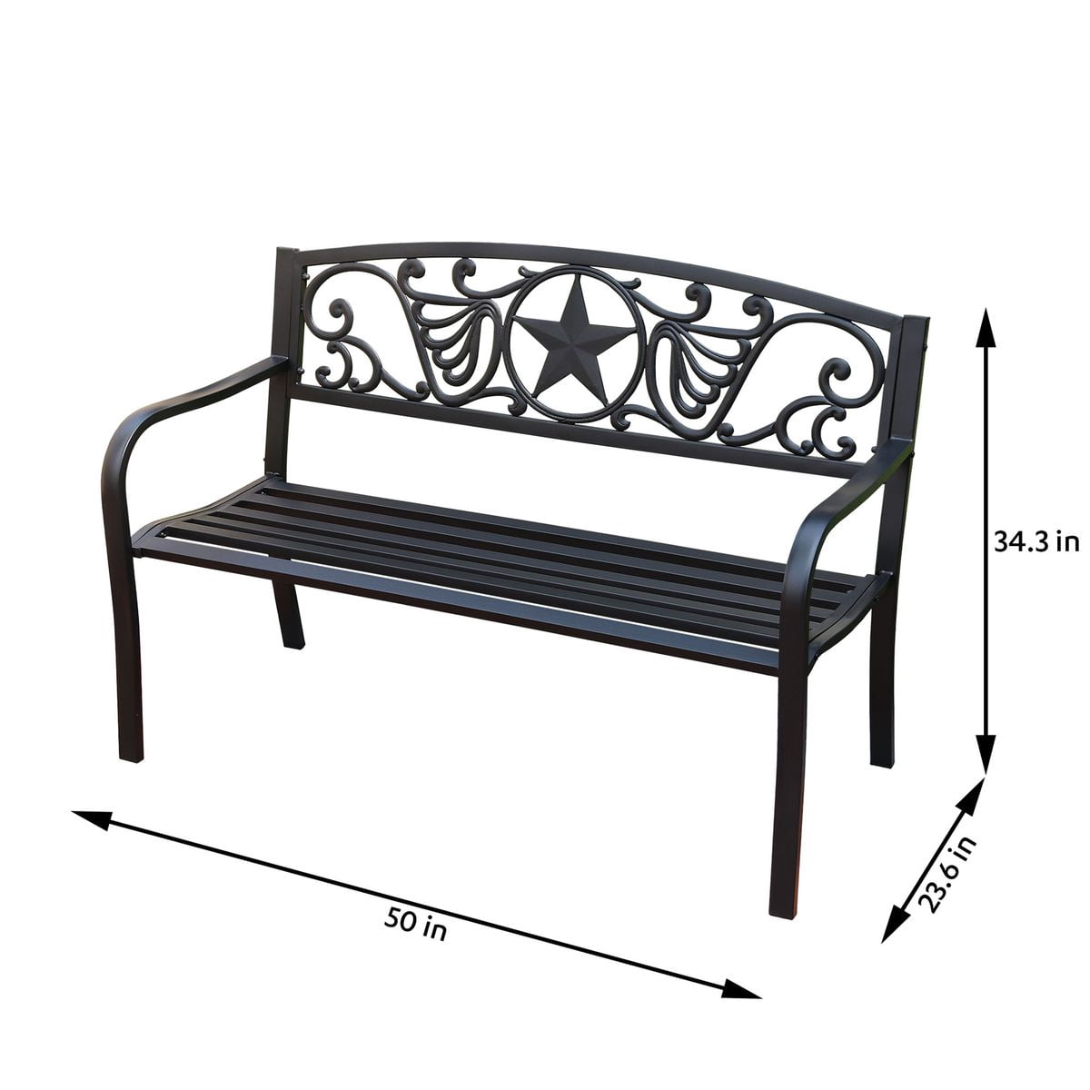 Abble Outdoor Raised Steel Bench - Black - Image 3