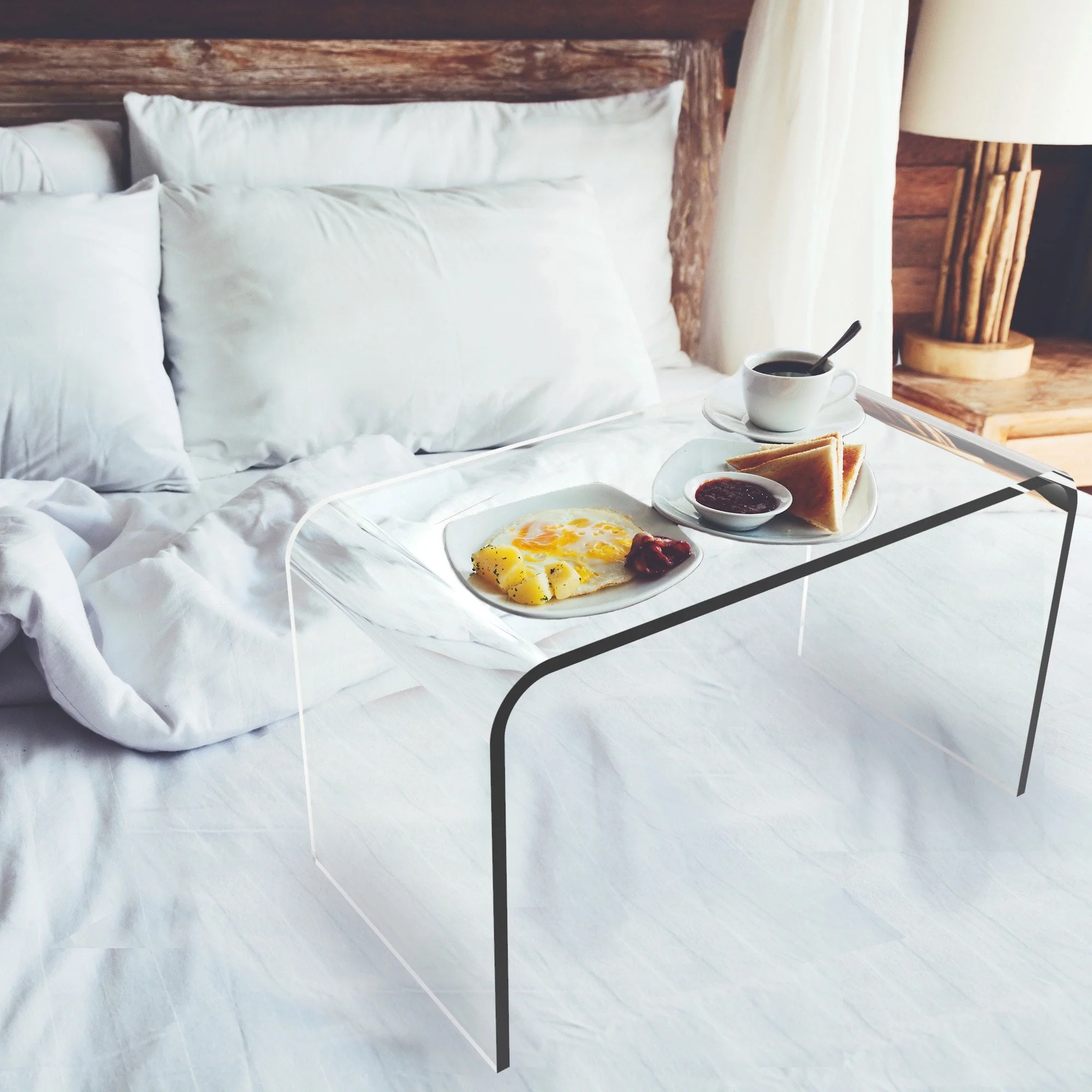 Lavish Home Acrylic Side Table, Multipurpose C Shaped End Table, Laptop Lap Desk, Modern Acrylic Furniture for Living Room, Bedroom and Office - Image 4