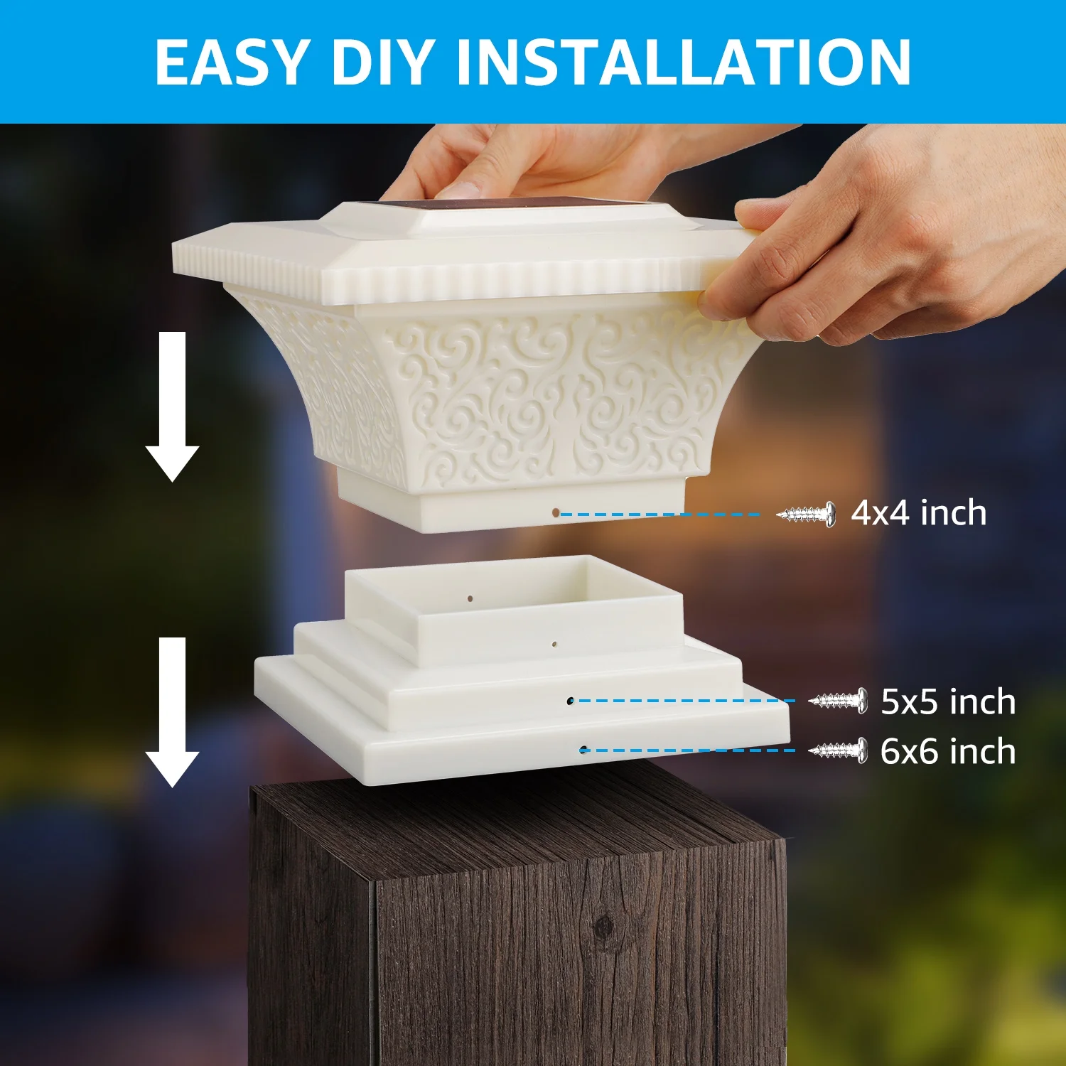 12 Pack Solar Outdoor Post Cap Lights, Square Fence Light - Image 6