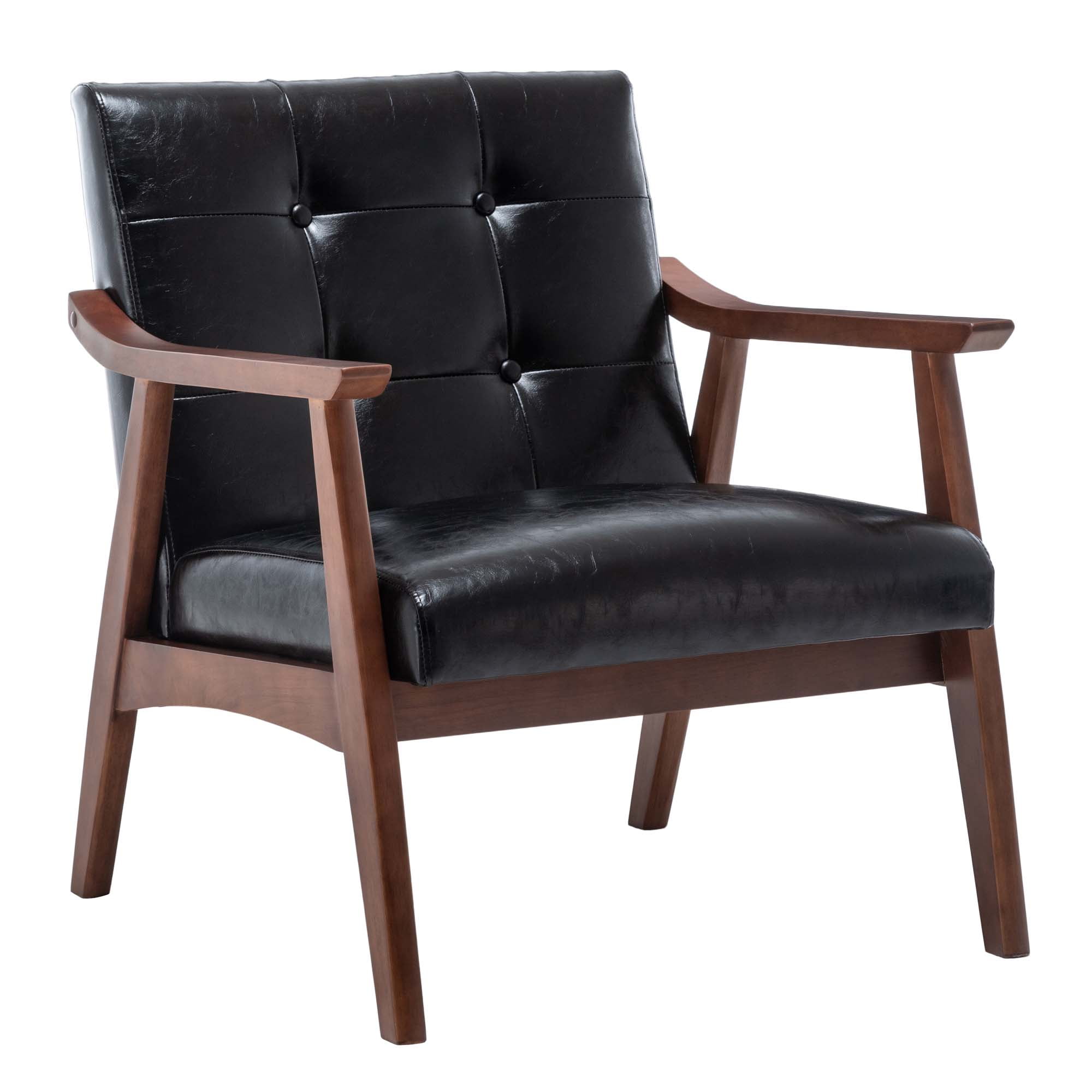 Convenience Concepts Take a Seat Natalie Accent Chair, Black Faux Leather/Espresso - Image 10
