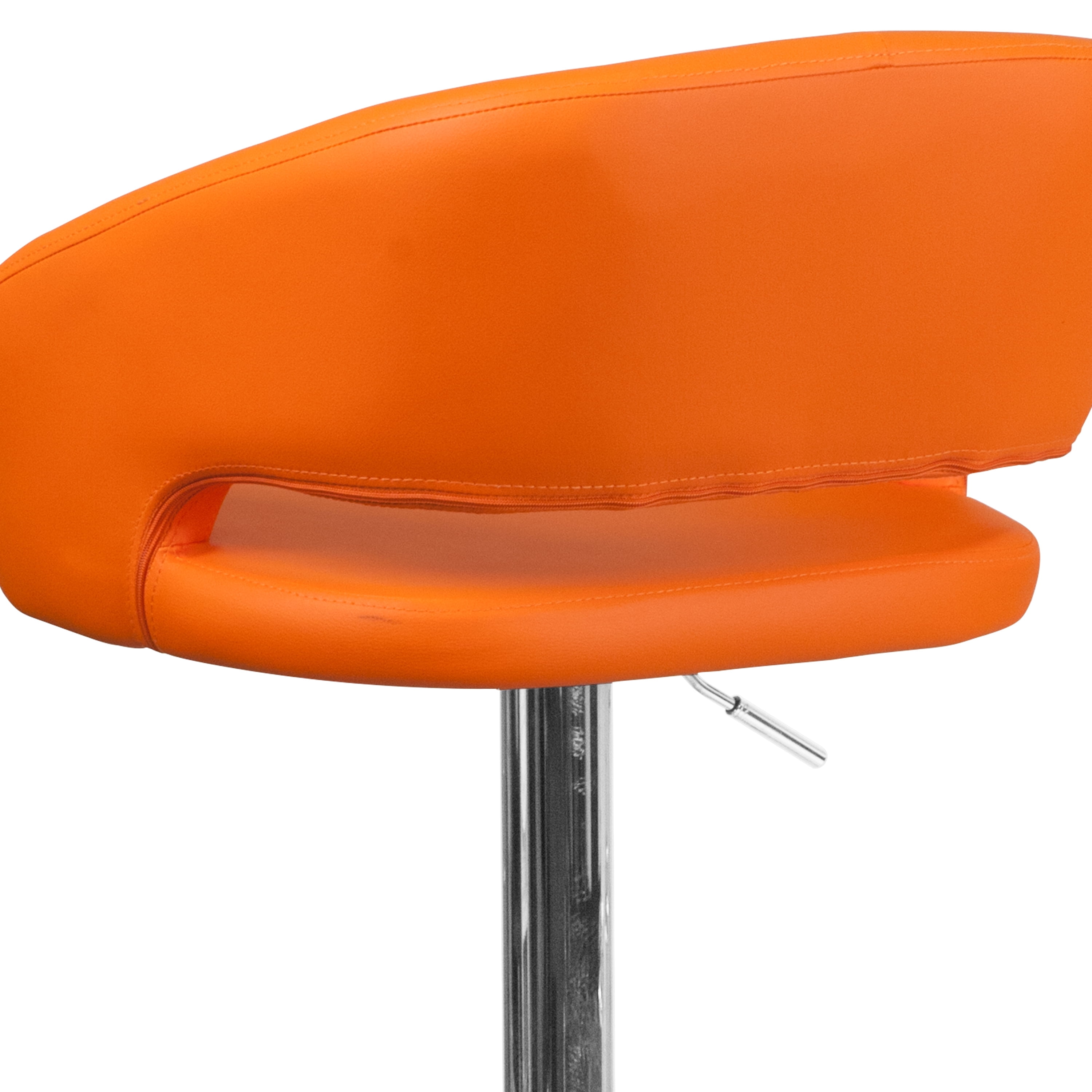 Flash Furniture Erik Contemporary Orange Vinyl Adjustable Height Barstool with Rounded Mid-Back and Chrome Base - Image 10