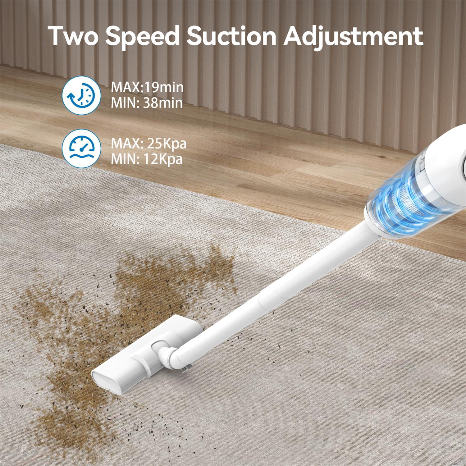 Gidhire Cordless Vacuum Cleaner, Cordless Stick Vacuum Cleaner for Carpet,Home, Hardwood, Hard Floor with Brushes,38Mins Runtime - Image 5