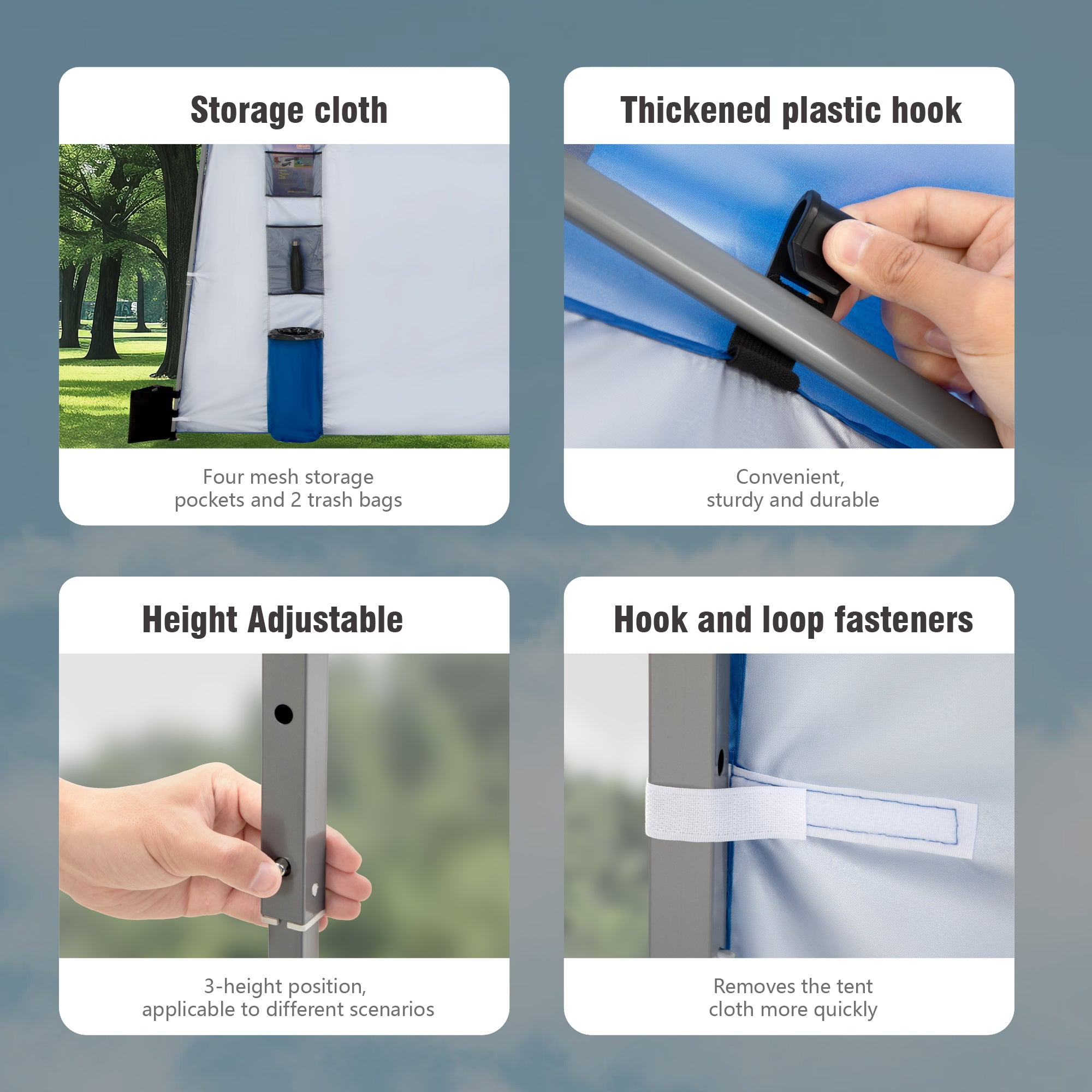 Alpha Joy 12' W x 12' D Pop-up Canopy Blue Slant Leg Outdoor Canopy Instant Canopy Tent with Side Wall - Image 5