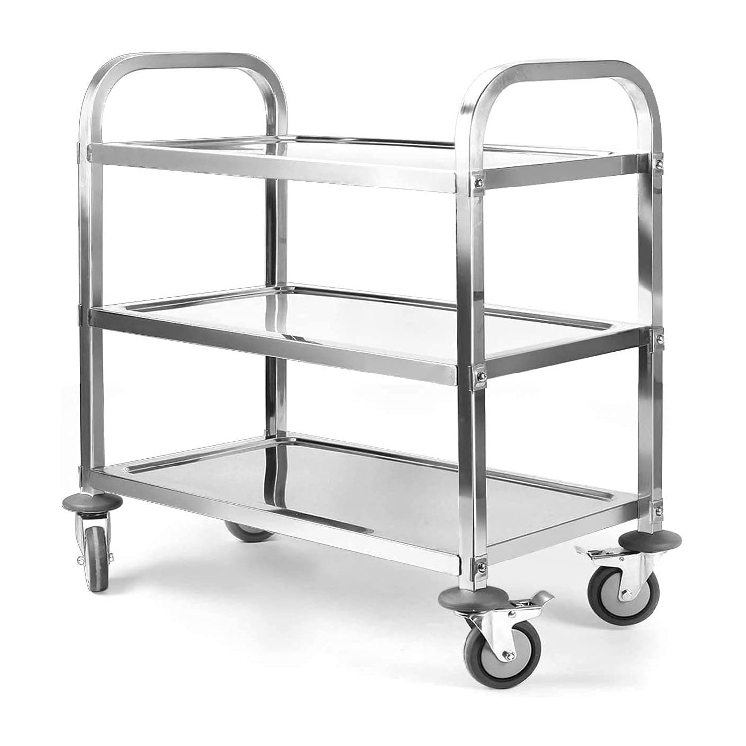 Petoto 37x20x37 inch 3-Tier Stainless Steel Utility Cart - Commercial Food Cart - Kitchen Serving Carts with Locking Wheels - Image 14