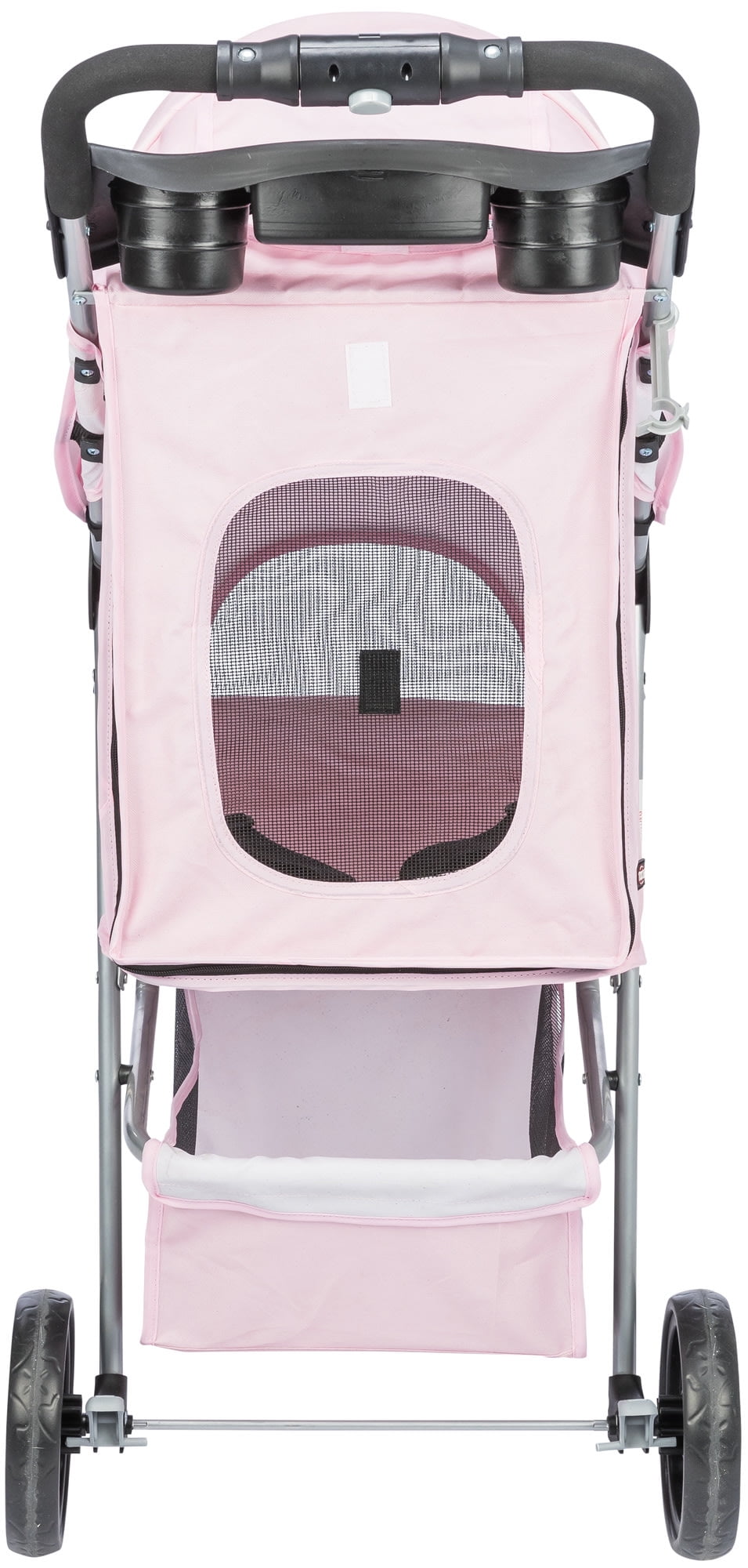 TRIXIE 3-Wheeled Foldable Pet Standard Stroller with Storage, Pink - Image 2