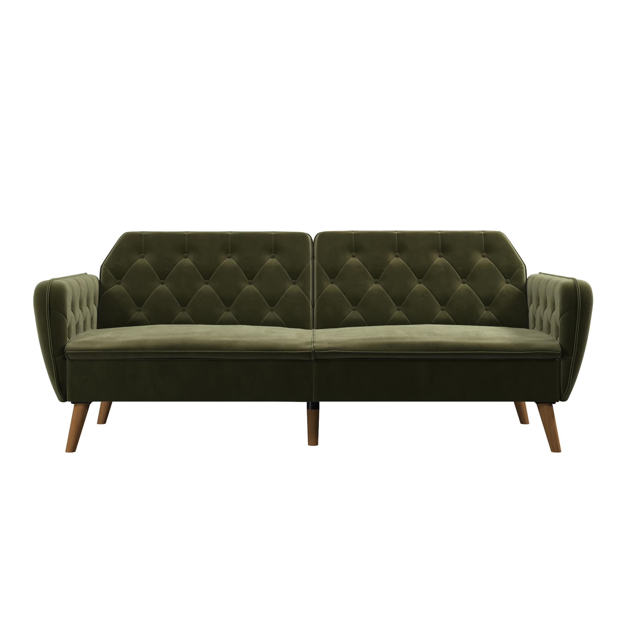 Novogratz Tallulah 83" Memory Foam Futon Sofa Bed, Green Velvet - Image 13
