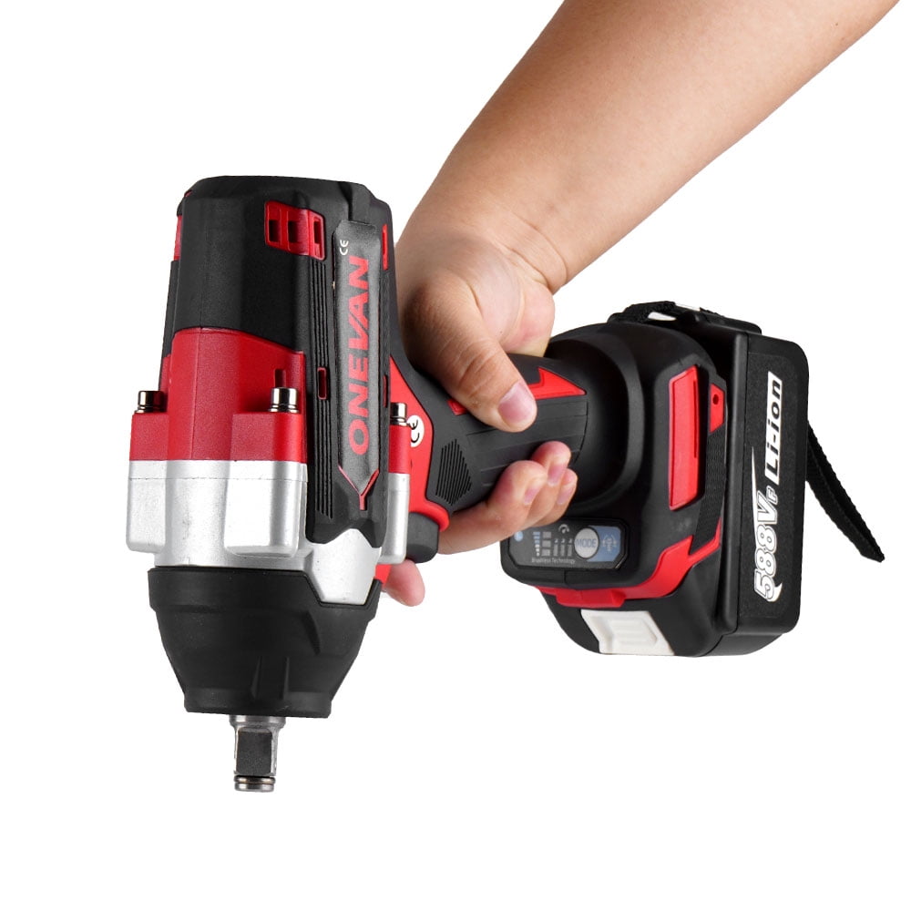 ONEVAN Cordless Impact Wrench 1/2", 20V Powerful Brushless Motor w/ 5-Mode Speed, Power Impact Wrench Max Torque 660 ft-lbs (900N.m), Impact Gun w/ 2 x 3.0A Batteries for Home Car - Image 3