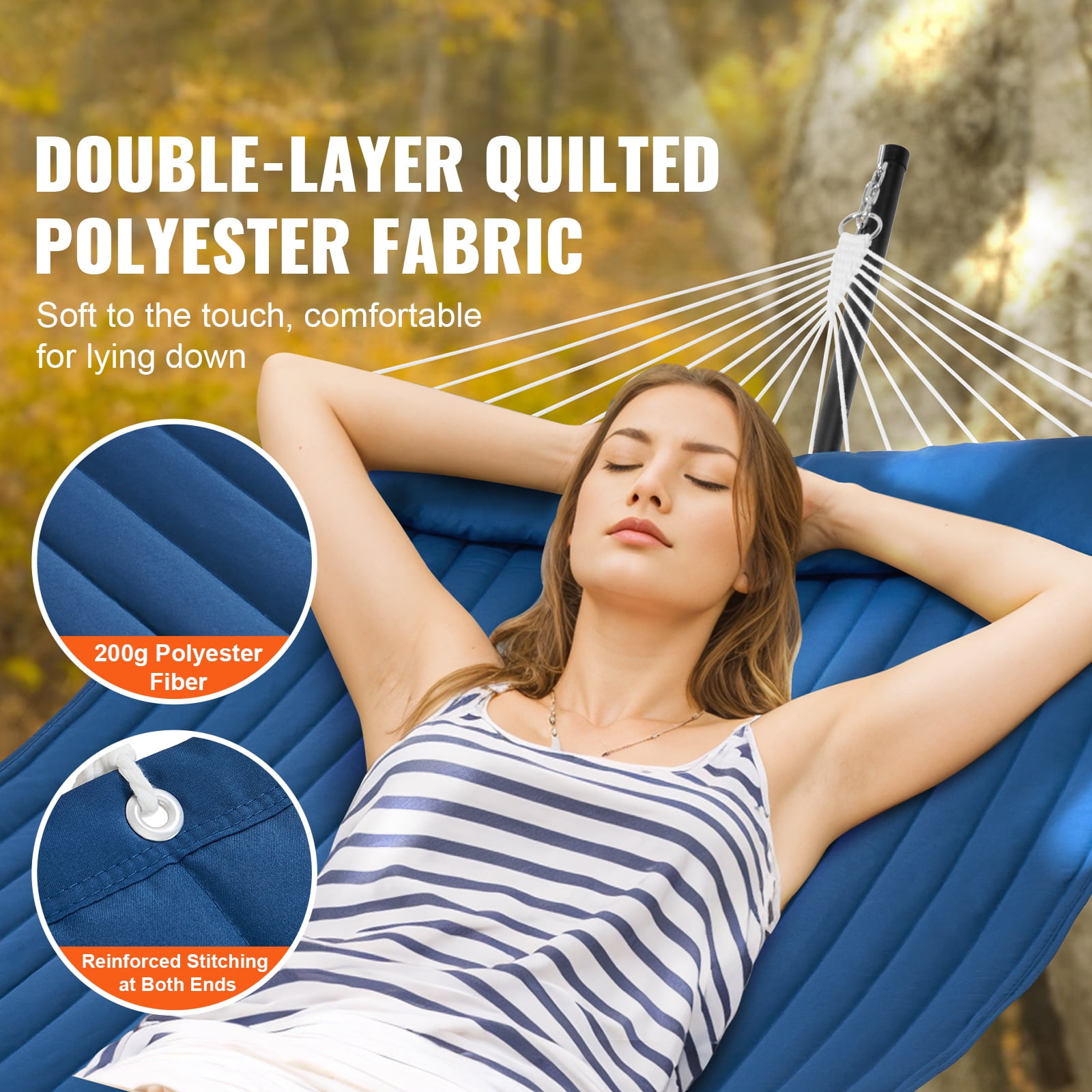 KFFKFF 480 lb Hammock Double Quilted Fabric Two Person with Stand - Image 7