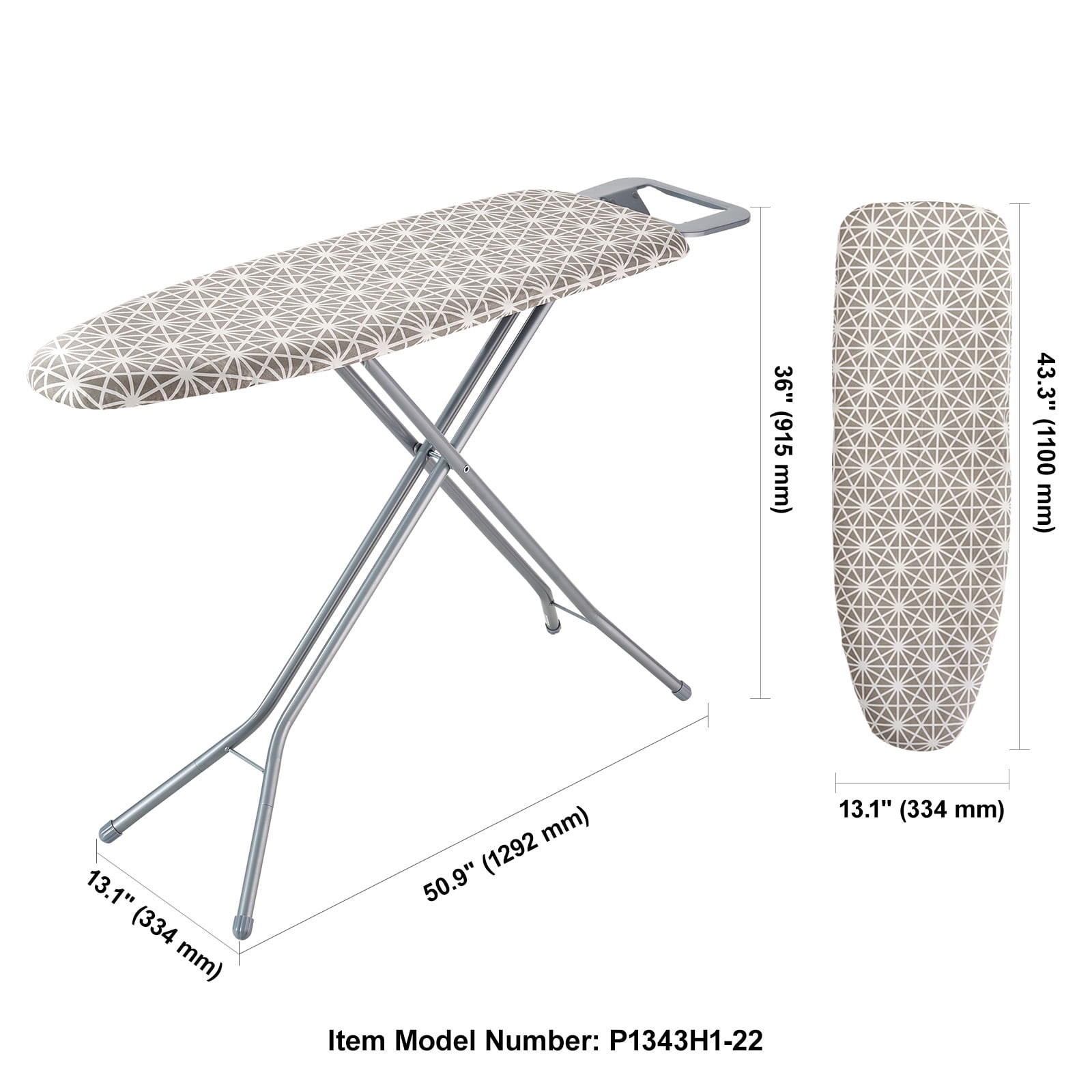 VEVOR Ironing Board with Large 51 x 13 Ironing Surface, Thickened 4 Layers Iron Board with Heat Resistant Cover and 100% Cotton Cover, 7 Adjustable Heights Ironing Board for Home Laundry Room Use - Image 7