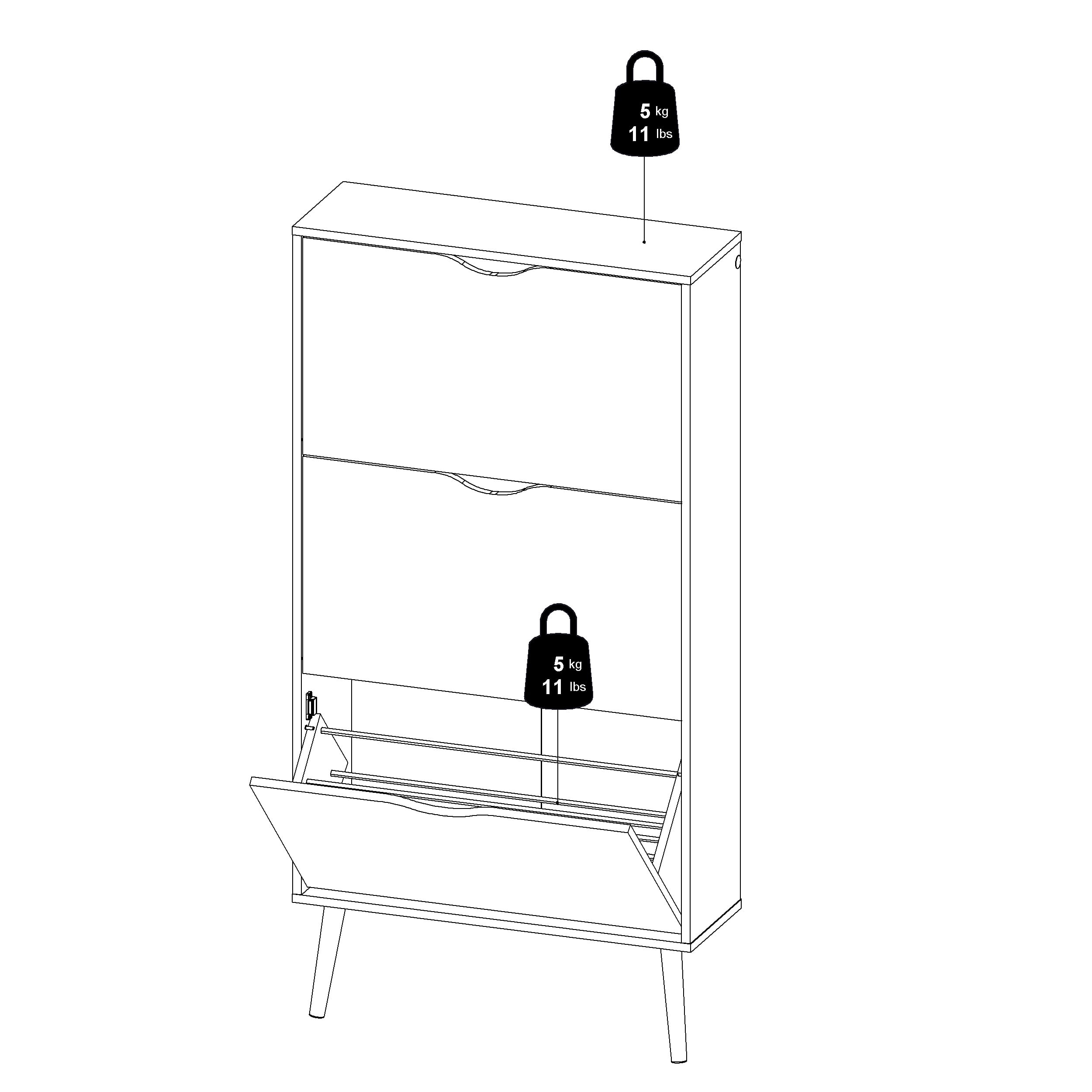 Tvilum Diana 3-Drawer Shoe Accent Cabinet, White/Oak Structure - Image 12