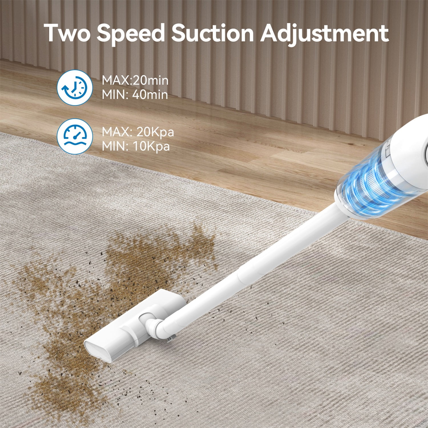 Cordless Stick Vacuum Cleaners, Lightweight Cordless Vacuum 20 Kpa 40 Mins Max Runtime,5-in-1 Hardwood Floor Vacuum for Home Hard Floor Carpet Pet Hair - Image 5