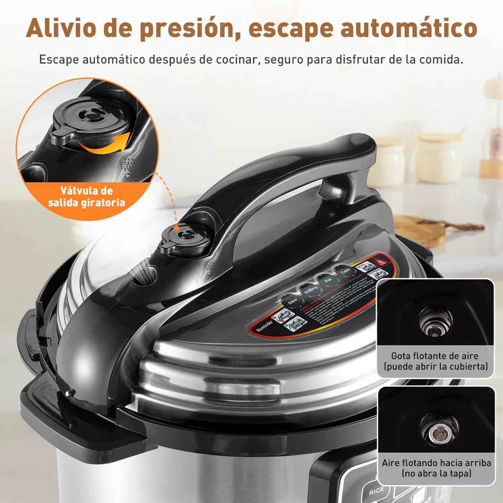 Wallfire Electric Cooker,9-in-1 Electric Pressure Cooker,5L Large Capacity Electric Pressure Cooker Multifunctional Household Smart Rice Cooker Sauté Steamer Yogurt Maker - Image 4