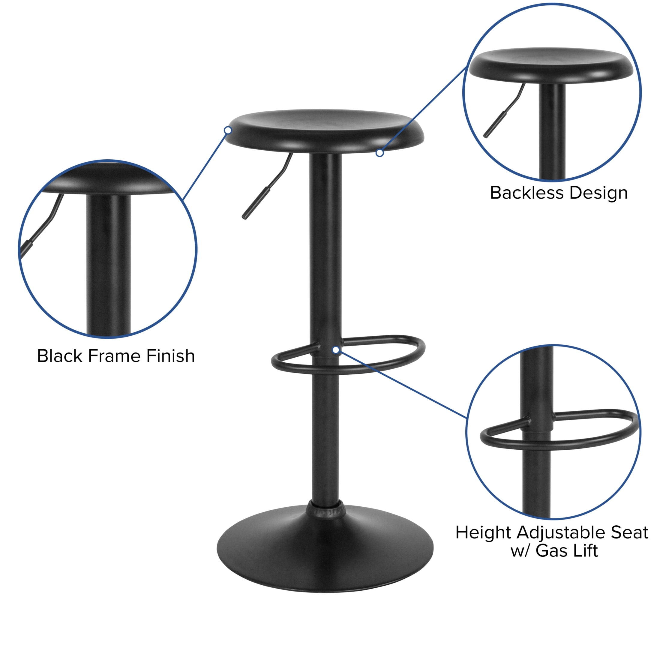 Flash Furniture Madrid Retro Adjustable Barstool, Black - Image 5
