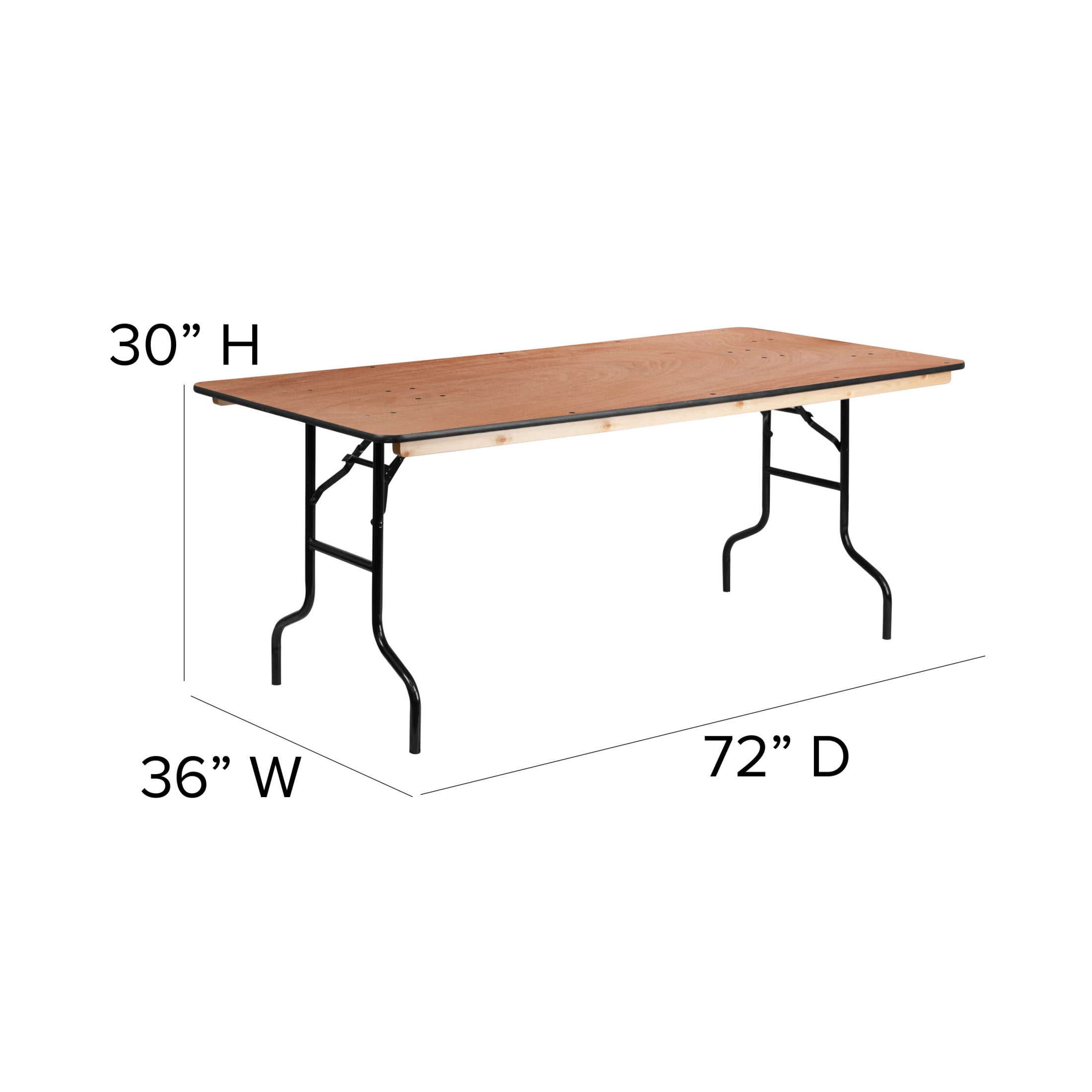 Flash Furniture Fielder 6' Rectangular All-Occasion Wood Folding Event Table, Natural/Black - Image 4