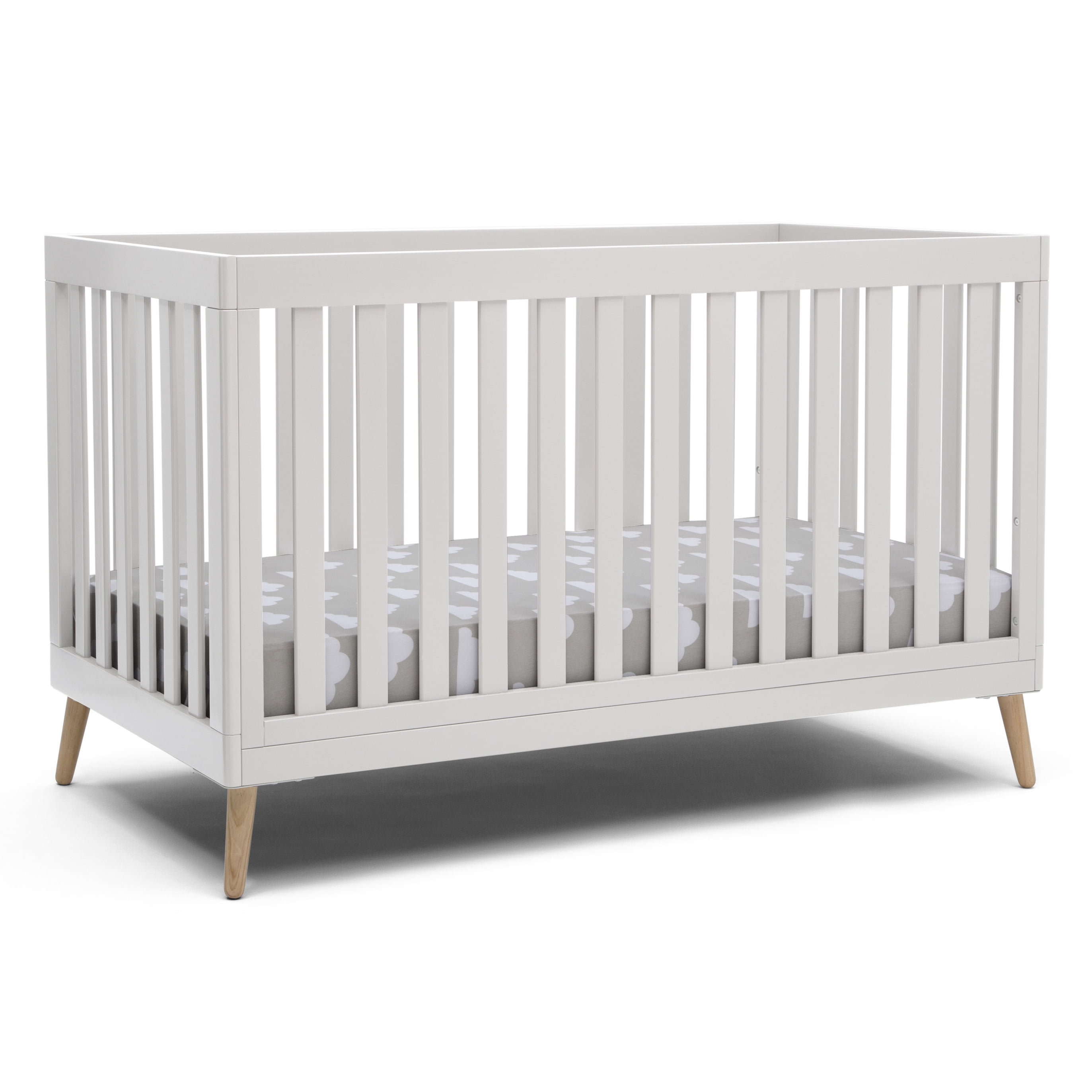 Delta Children Essex 4-in-1 Convertible Baby Crib, Bianca White/Natural Legs - Image 2