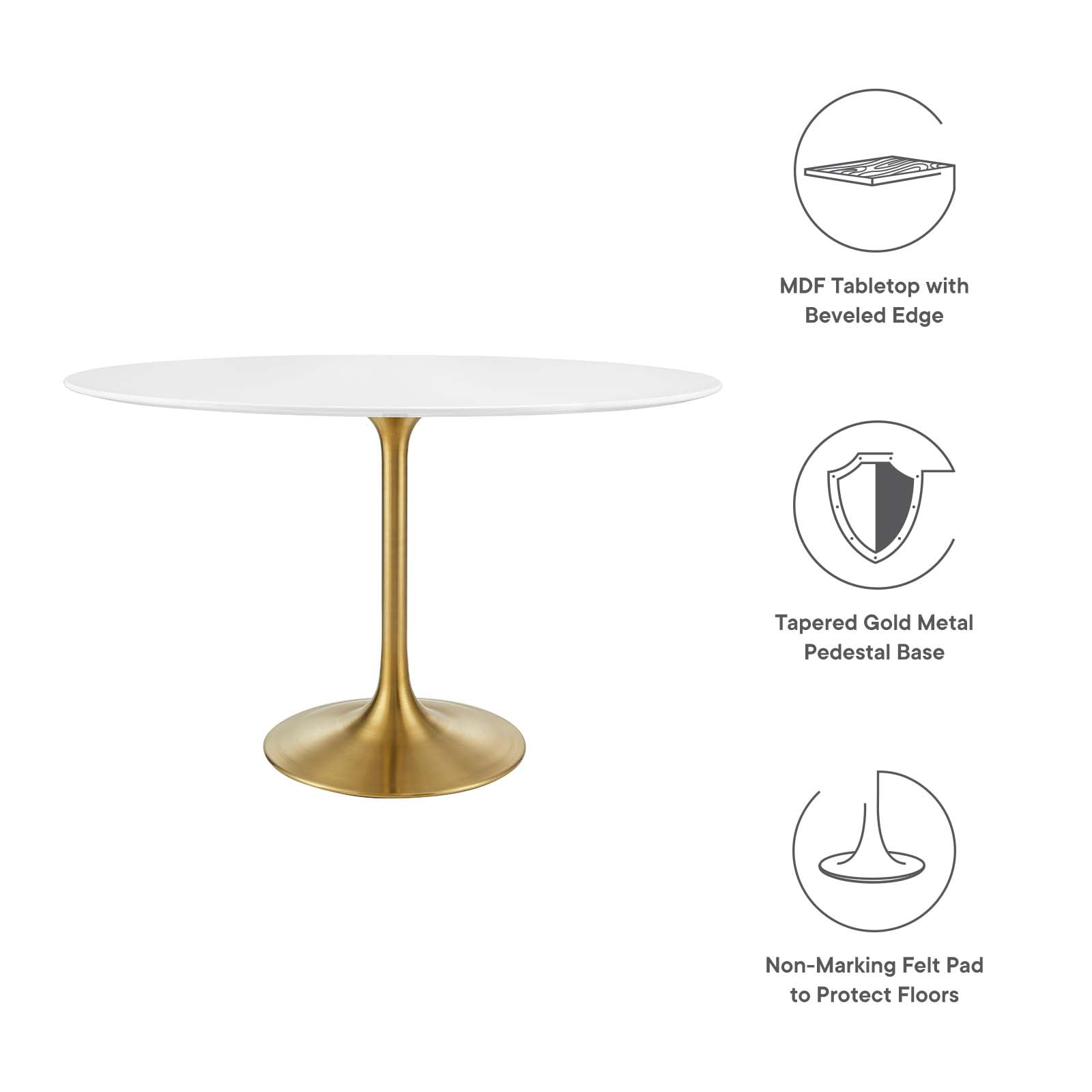 Modway Lippa 48" Oval Wood Dining Table in Gold White - Image 6