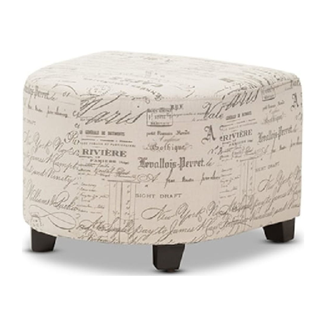 Baxton Studio Benson French Script Patterned Fabric Club Chair and Ottoman Set - Image 3