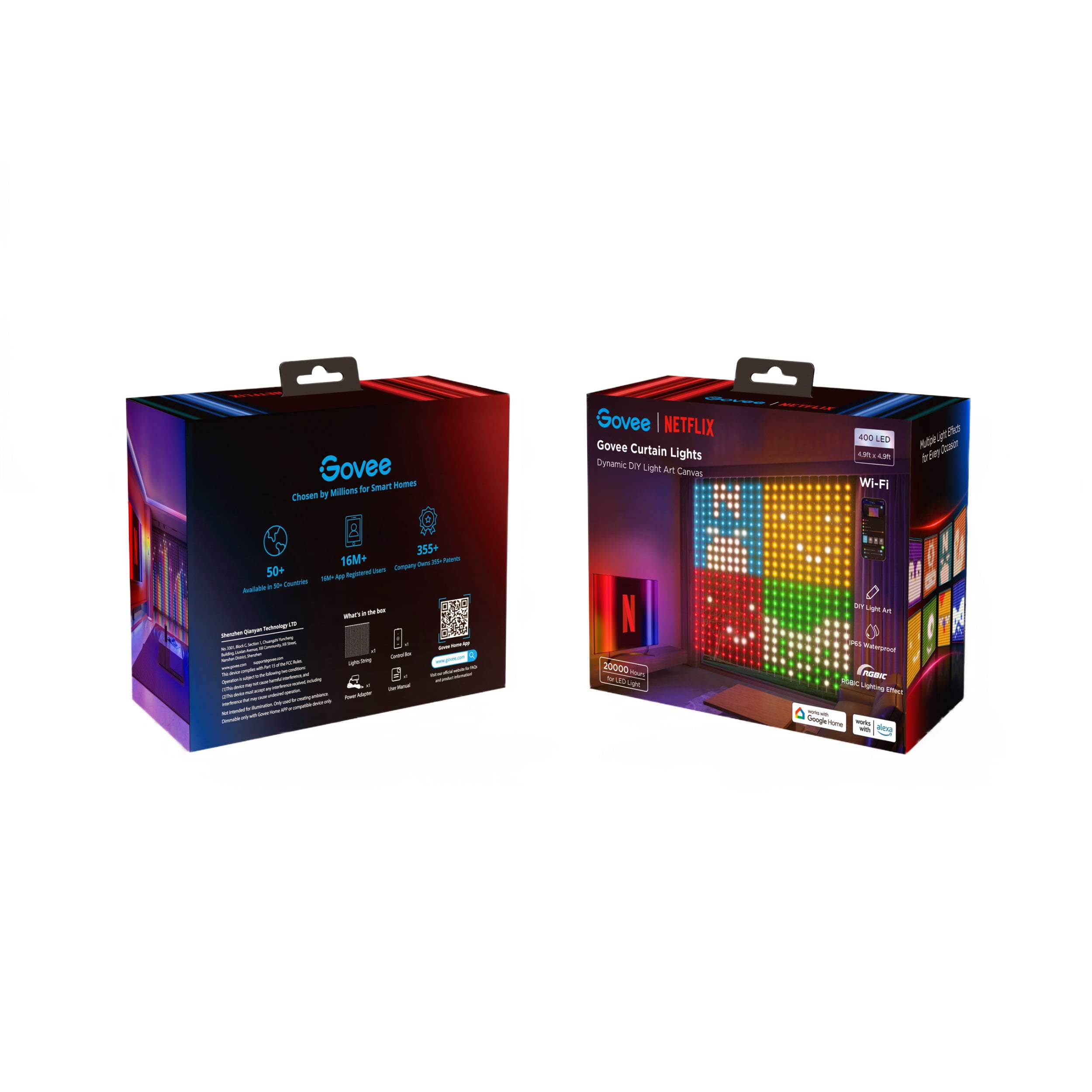Govee Netflix Indoor 4.92x4.92ft DIY Mode RGBIC LED Curtain Lights - Image 4