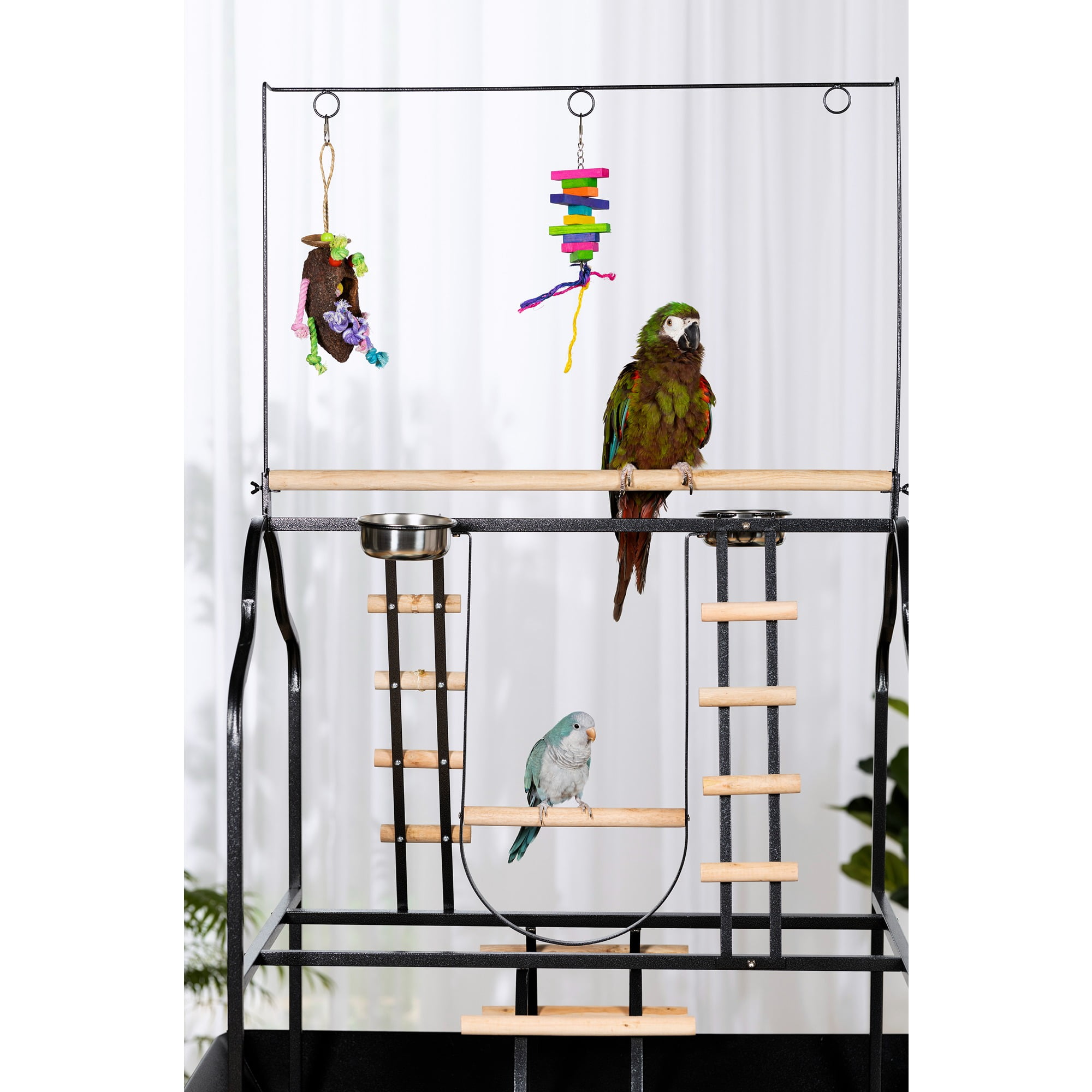 Prevue Pet Products 3180BLK Black Hammertone Metal Parrot Playstand, Large, 30 Inch Length x 22 Inch Width x 73-1/2 Inch Height - Image 10