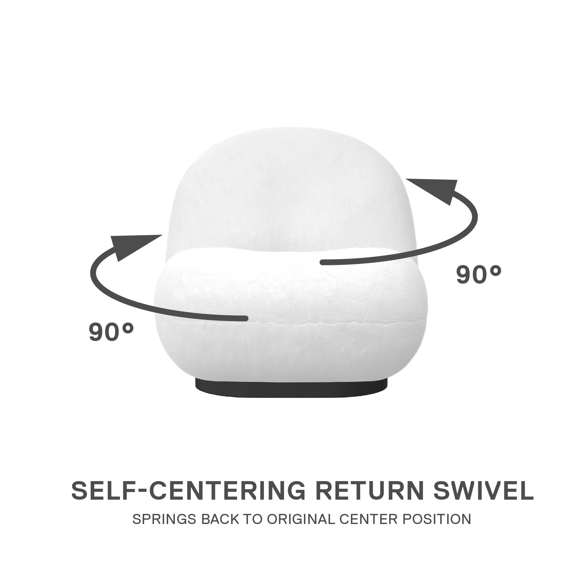 DHP Harley Swivel Accent Chair with Boucle Fabric and Black Base, White - Image 2