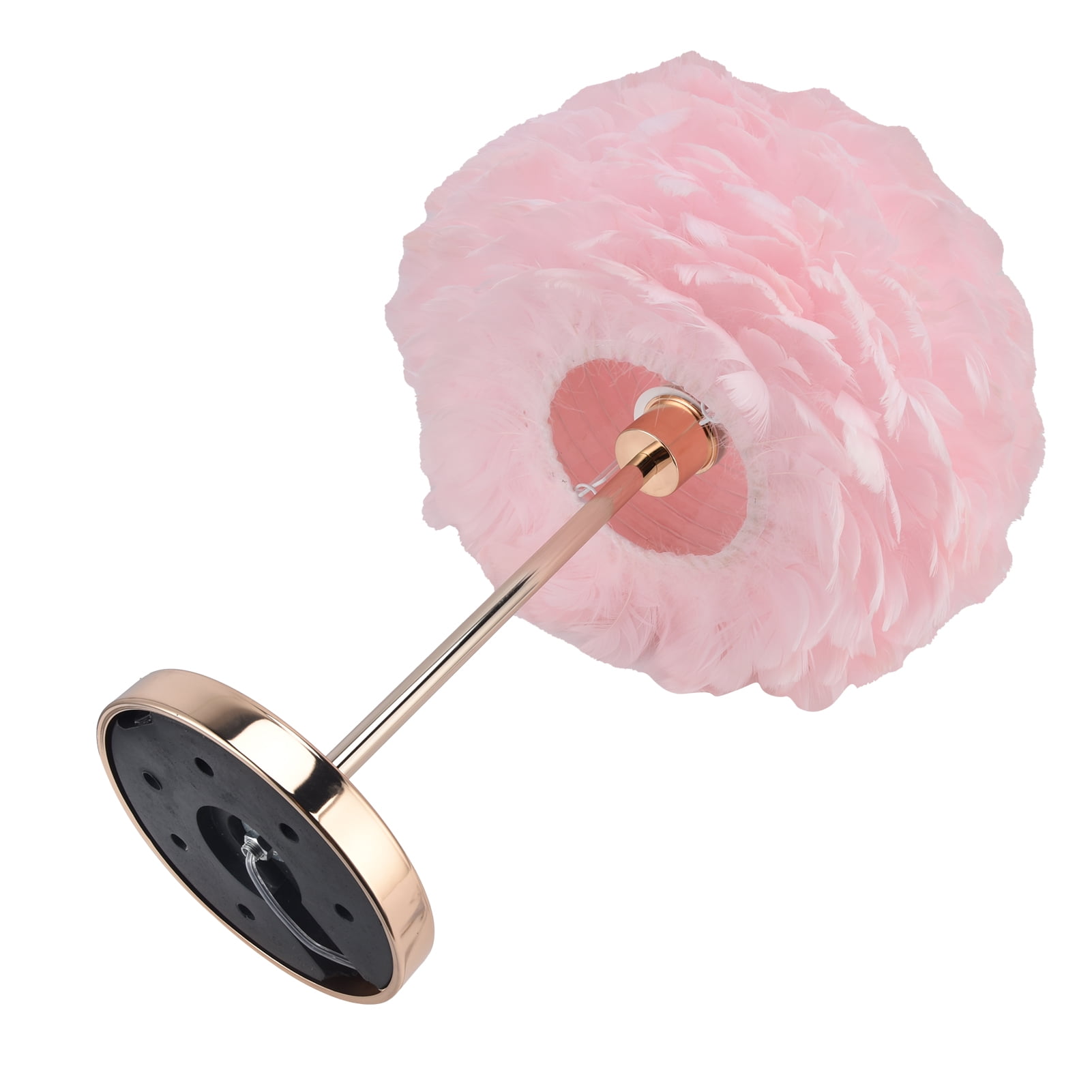 Fyydes 177" Contemporary Metallic Base Table Lamp with Pink Feather Shade - Image 5