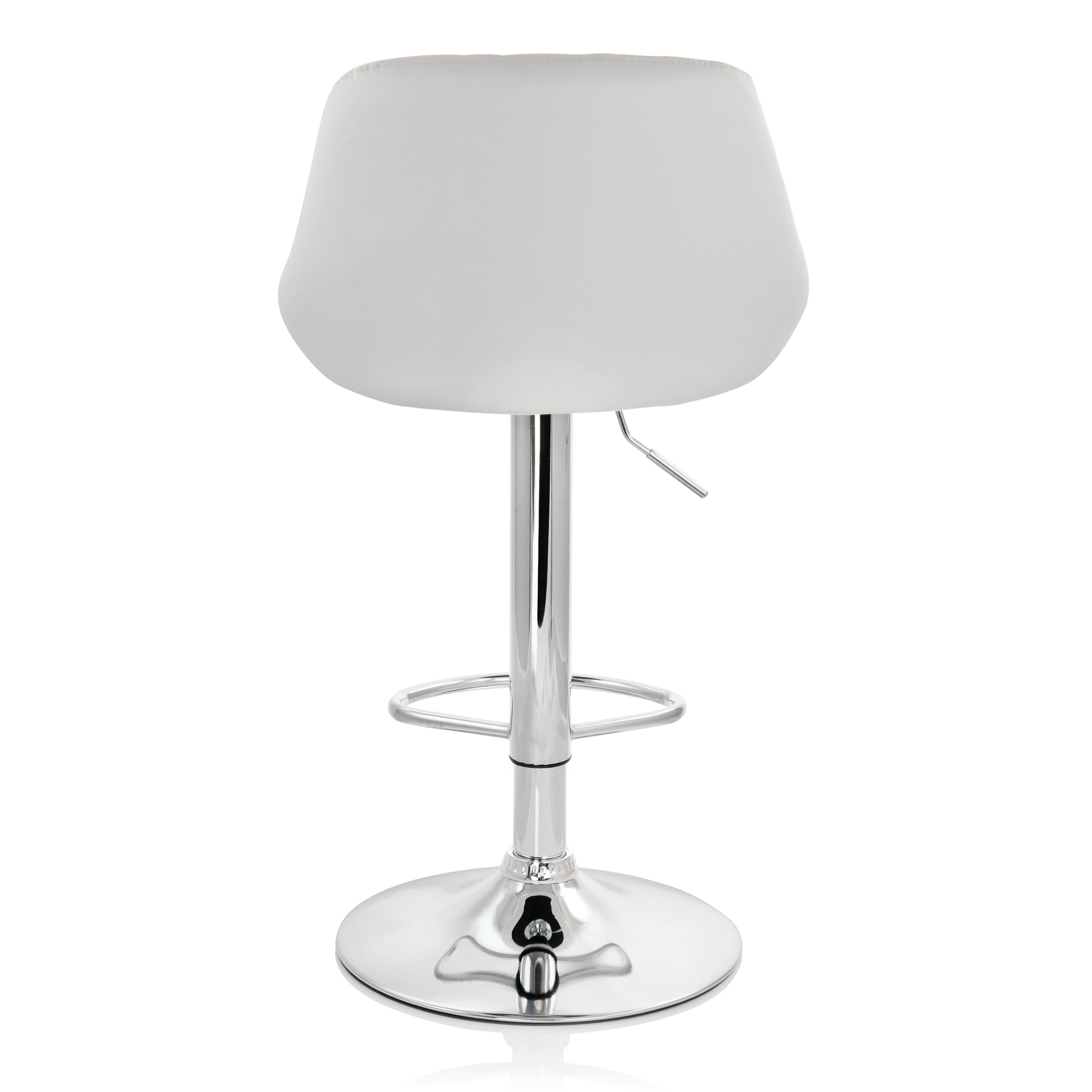 Elama Bar Stool with Adjustable Height & Swivel, White and Chrome, Set of 2 - Image 2