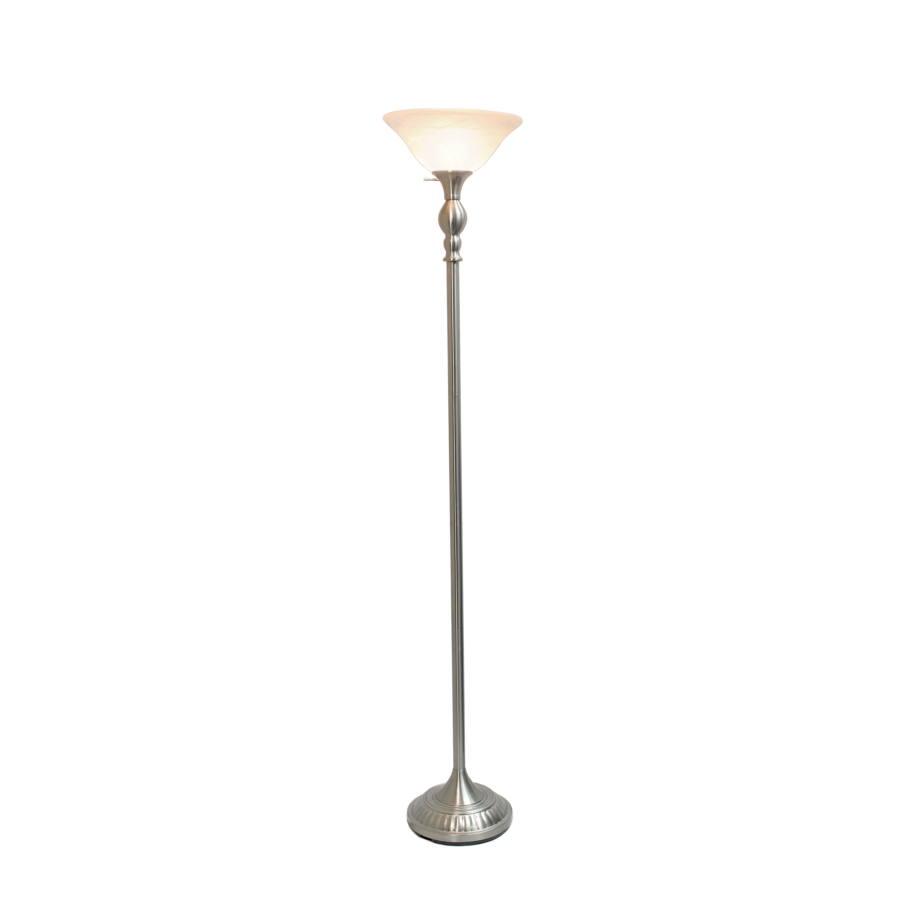 Lalia Home 71" Classic 1-Light Torchiere Floor Lamp with Marbleized Glass Shade, Brushed Nickel - Image 8