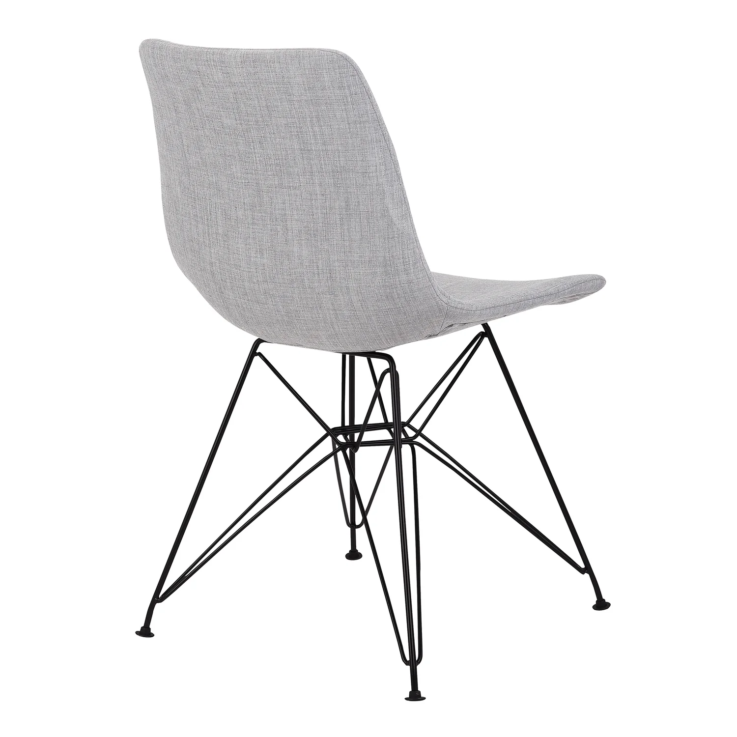 Armen Living Palmetto Contemporary Dining Chair in Grey Fabric with Black Metal Legs - Image 3