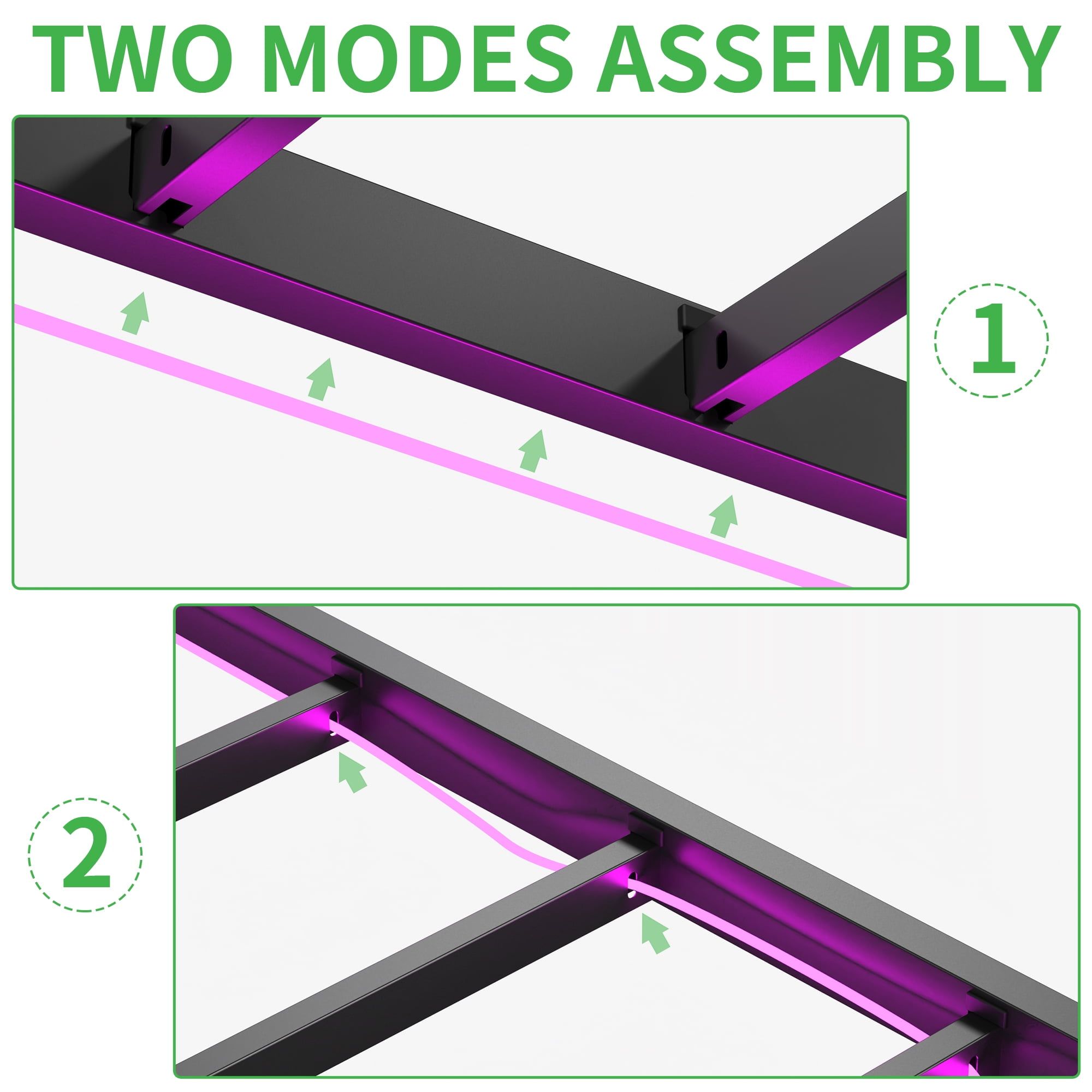 Yoneston Kids Twin Bed Fame with Charging Station LED Storage Headboard, Sturdy Metal Platform Bed Frame with Under-Bed Light for Boys Girls, Black - Image 7