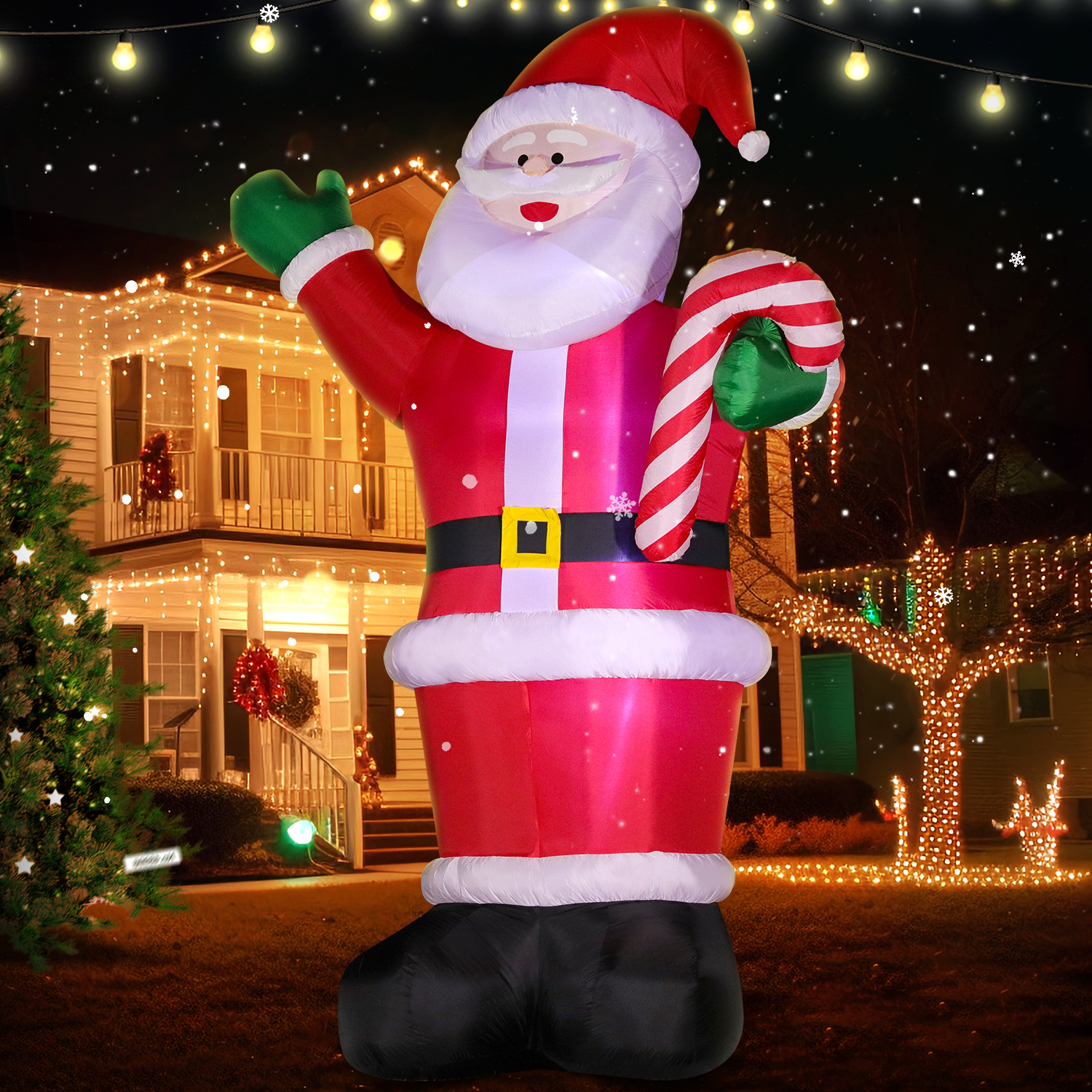 DeeKom 14' Christmas Inflatable Outdoor Decorations, Xmas Giant Blow up Santa Claus with Candy, Built-in LEDs for Lawn Yard Garden Party Festival Celebration - Image 6