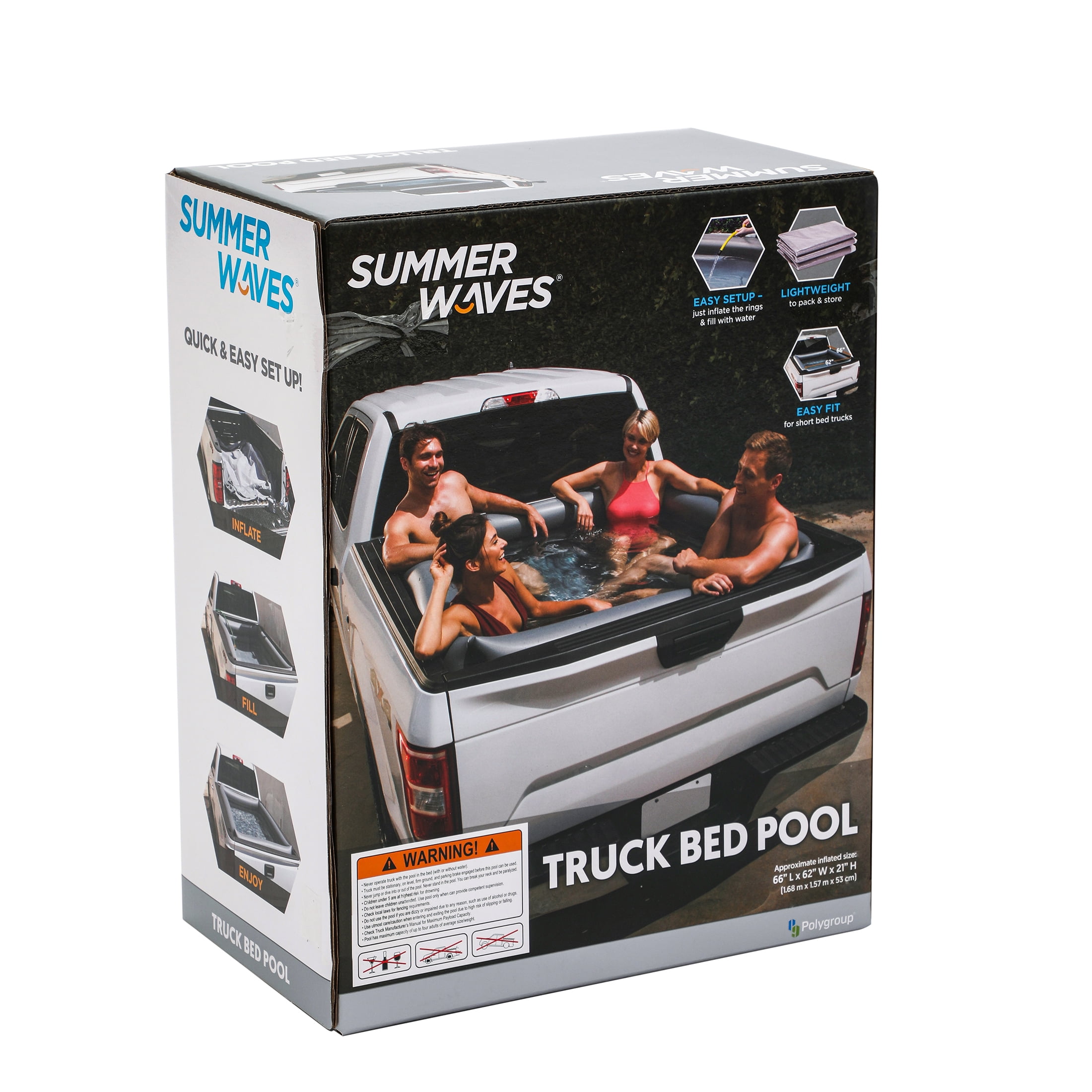 Summer Waves Rectangular Inflatable Truck Bed Pool, Gray, Adults, Unisex - Image 6