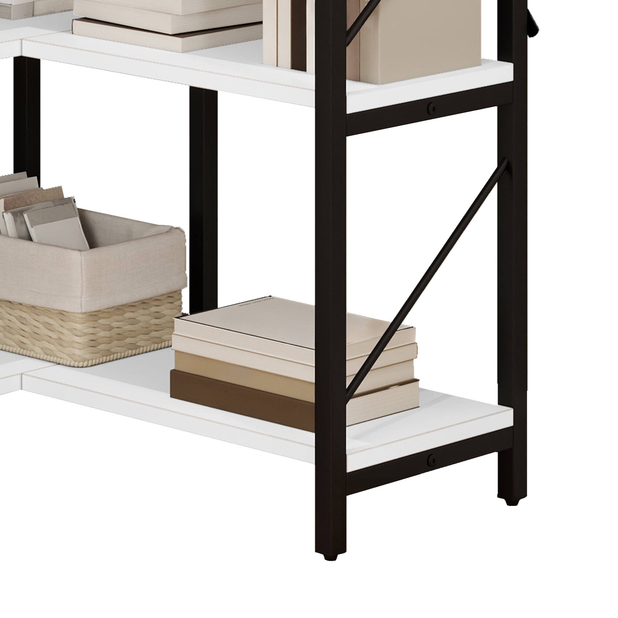 Uforic 5-Tier Corner Bookshelf, Corner Shelf Display Bookcase with Metal Frame for Home Office, White - Image 3