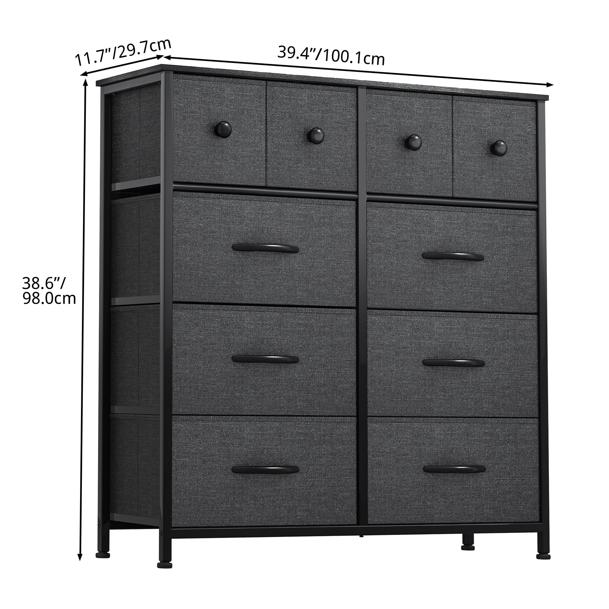 DEXTRUS Fabric Dresser with 10 Drawers with Sturdy Steel Frame, Wooden Top for Bedroom, Gray - Image 6
