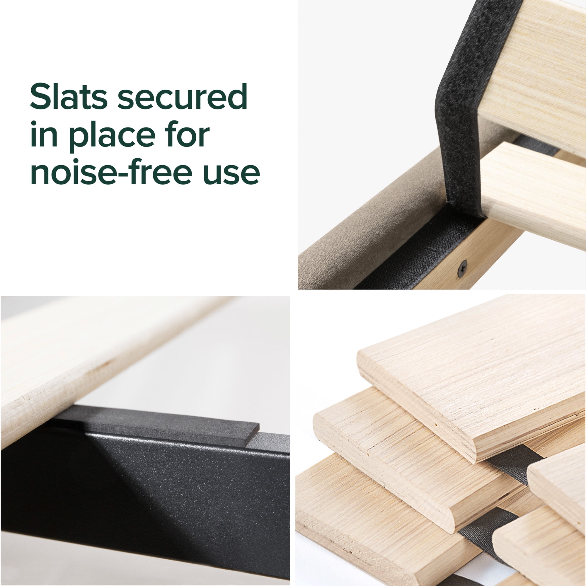 Zinus Taylor 38" Velvet Upholstered Platform Bed Frame with Split Headboard, Latte, Queen - Image 6