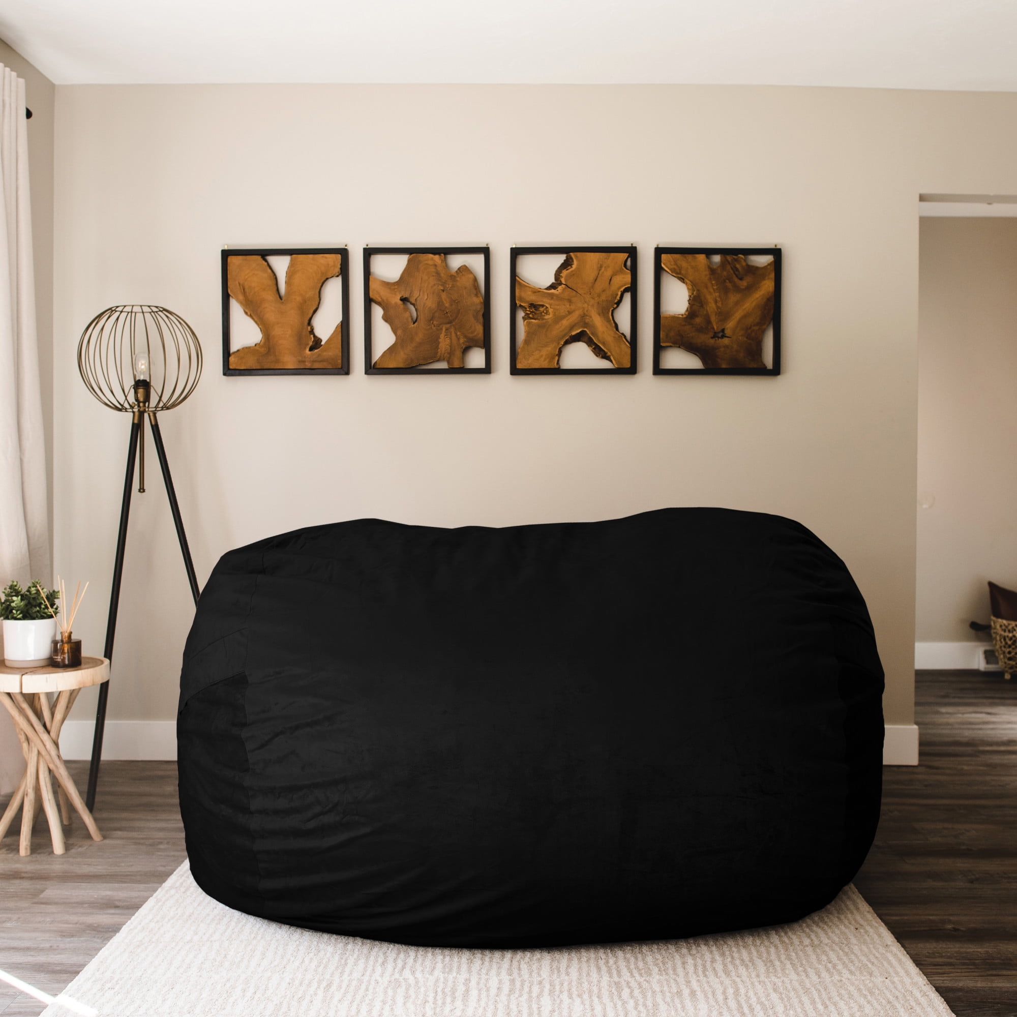 Big Joe Fuf 7Ft Giant Foam Bean Bag Chair Couch with Removable Cover for Kids, Teens, Adults, Jet Black Plush, Soft Polyester, 7 foot Oversized - Image 8