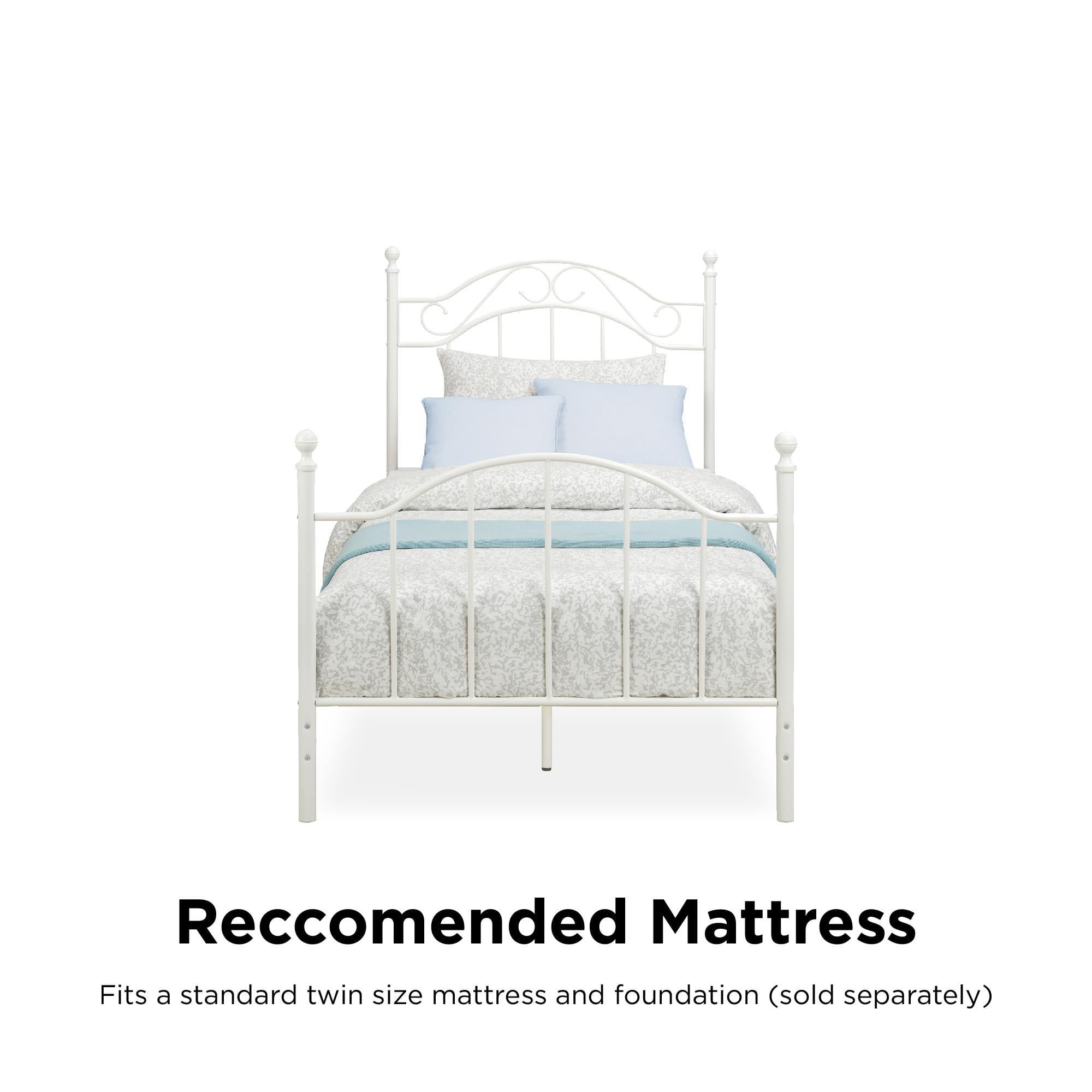 DHP Traditional Metal Bed Frame with Headboard and Footboard, Twin, White - Image 9