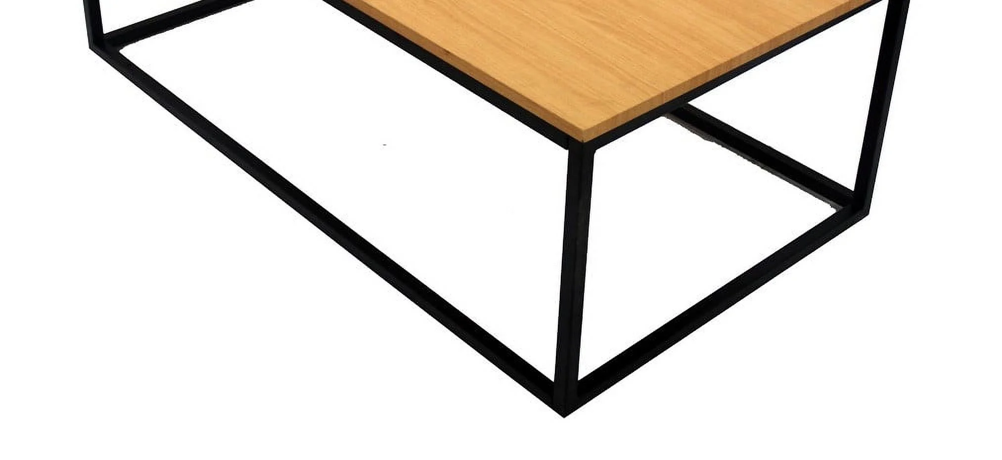 Uspridefurniture Industrial Wood and Metal Rectangle Coffee Table, Natural - Image 4