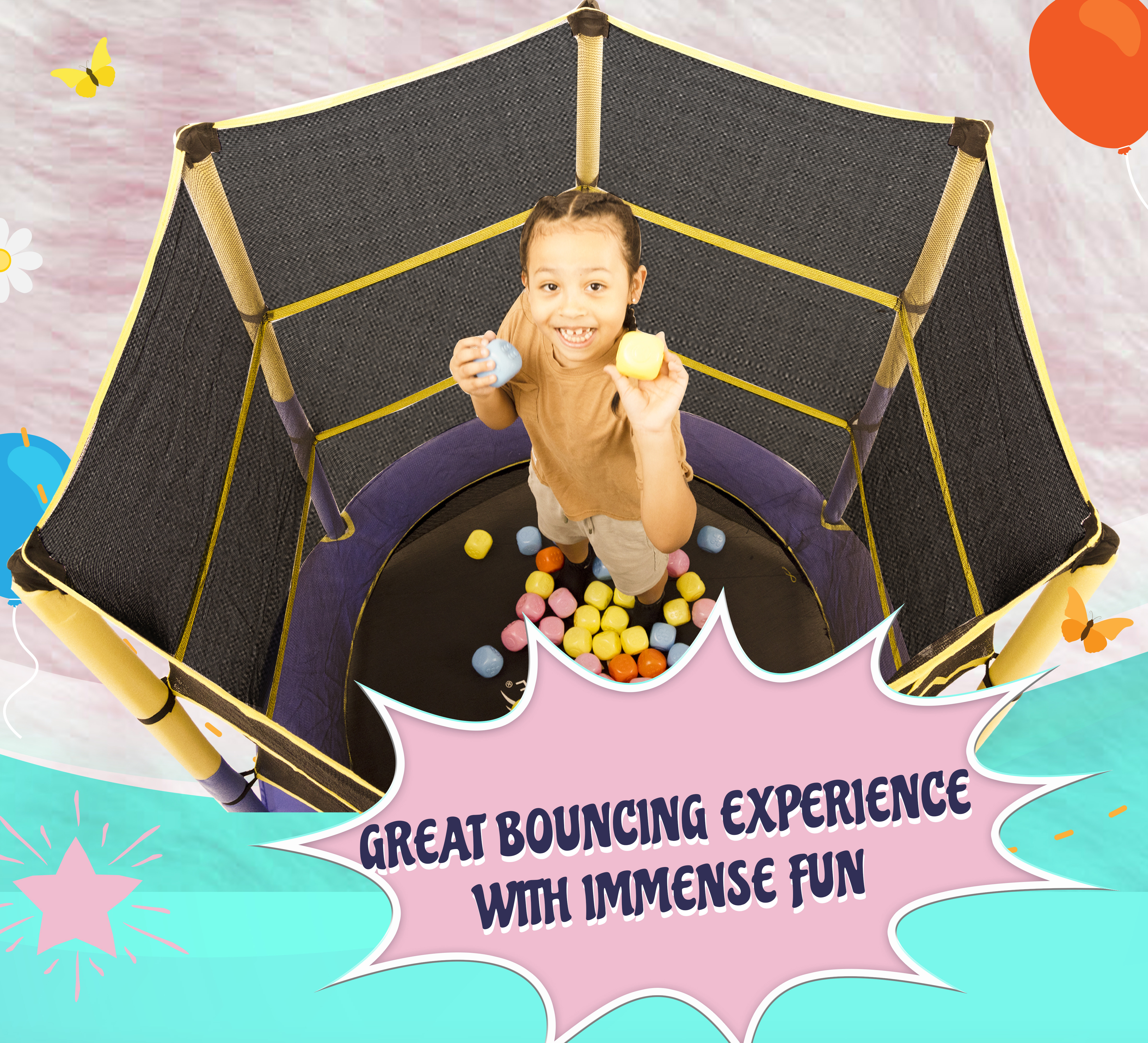 Machrus Upper Bounce 55-Inch Kids Trampoline with Safety Enclosure – Indoor/Outdoor Mini Trampoline for Toddlers & Children, Easy Assembly & Durable Design - Image 4