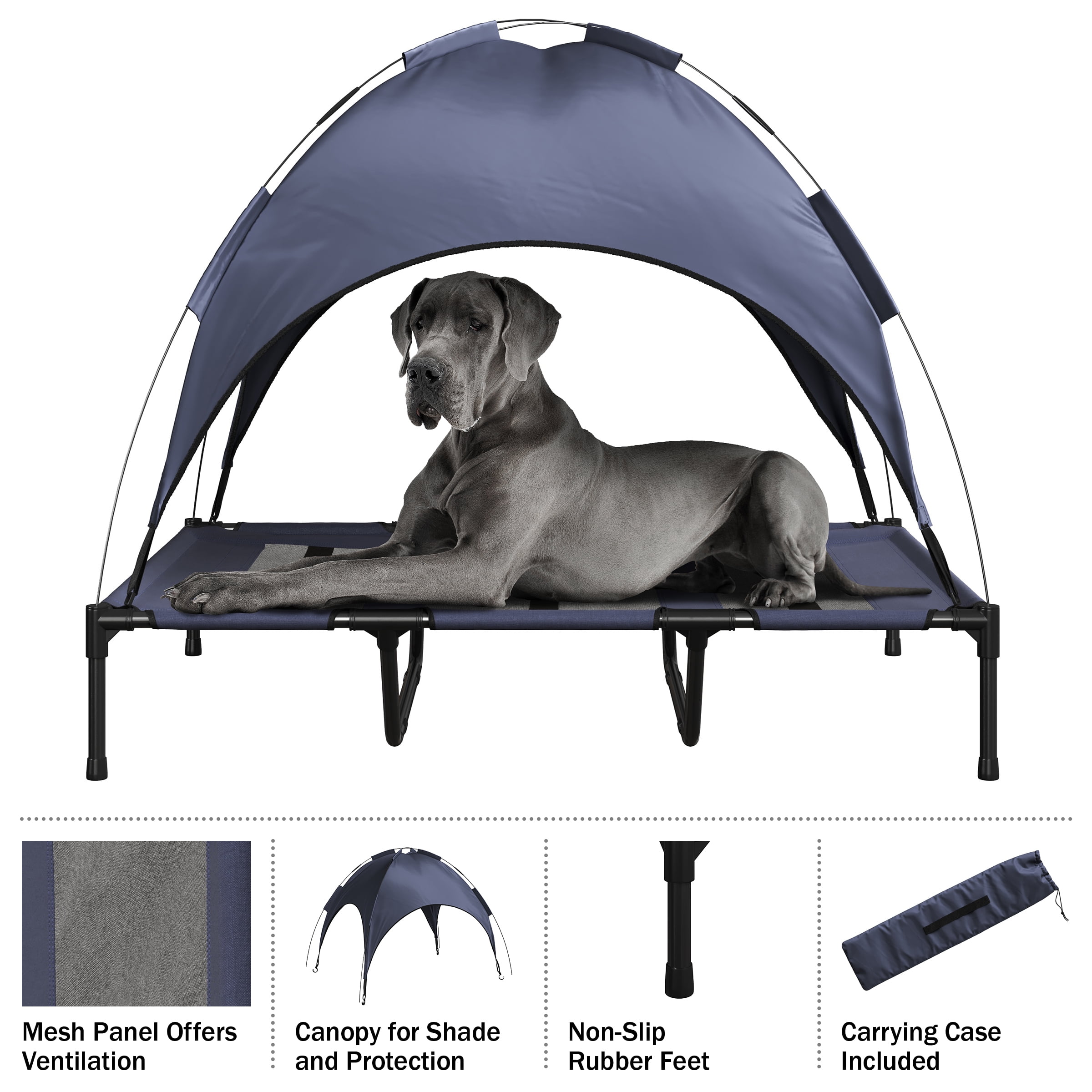 PETMAKER 48x30 Elevated Dog Bed with Canopy for Indoor/Outdoor Use (Blue) - Image 7